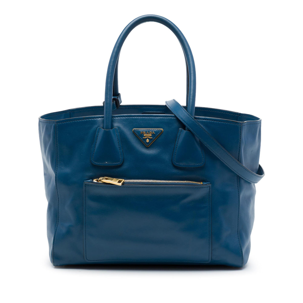 Prada Soft Calf Front Pocket Shopping Tote