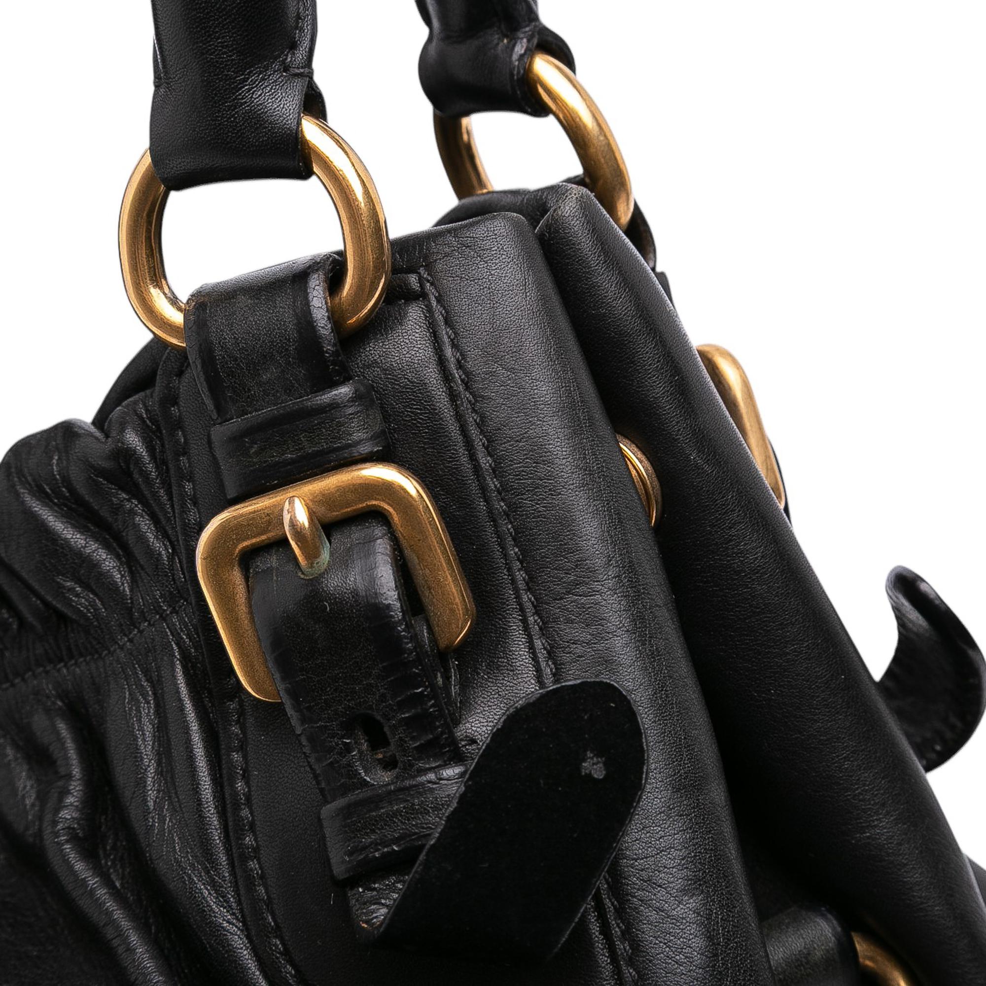 Prada Soft Calf Gathered Satchel