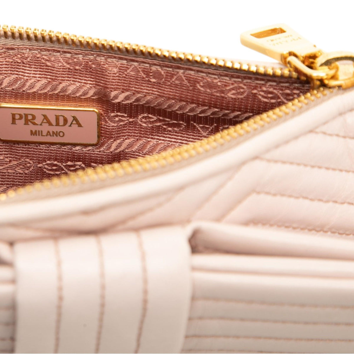 Prada Soft Calf Impunture Diagramme Bow Shoulder Bag