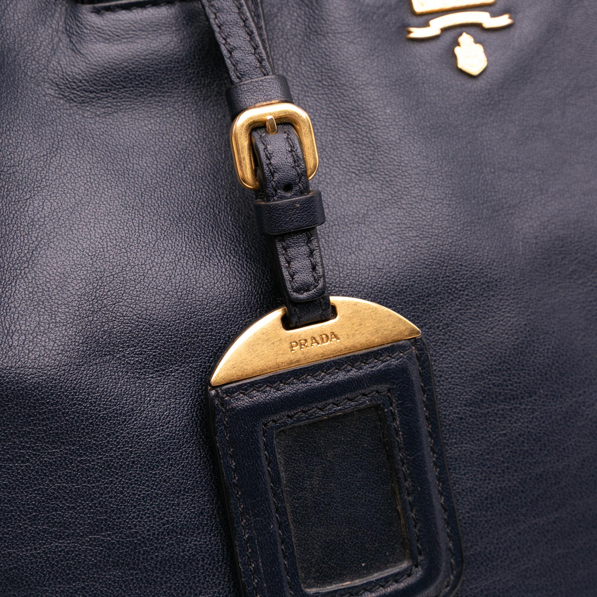 Prada Soft Calf Side Zip Convertible Tote