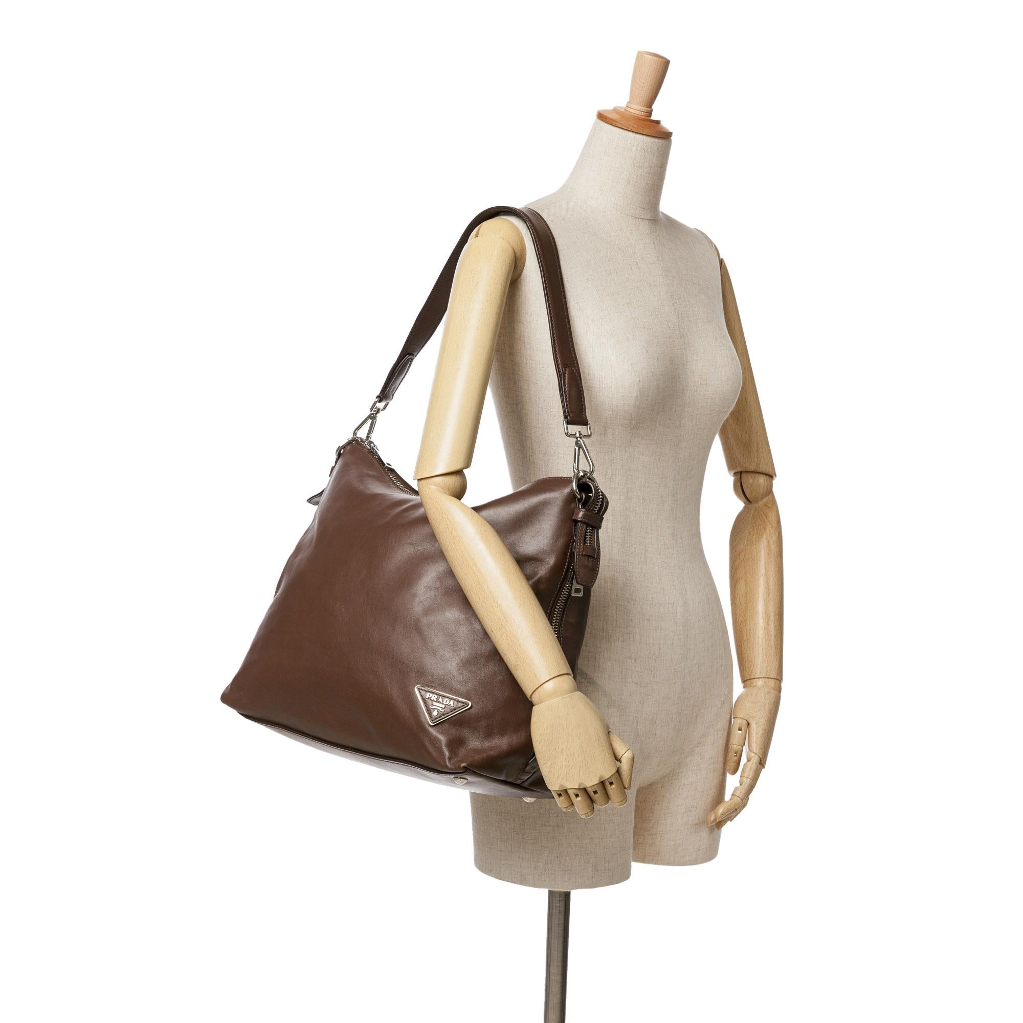Prada Soft Calf Side Zip Hobo