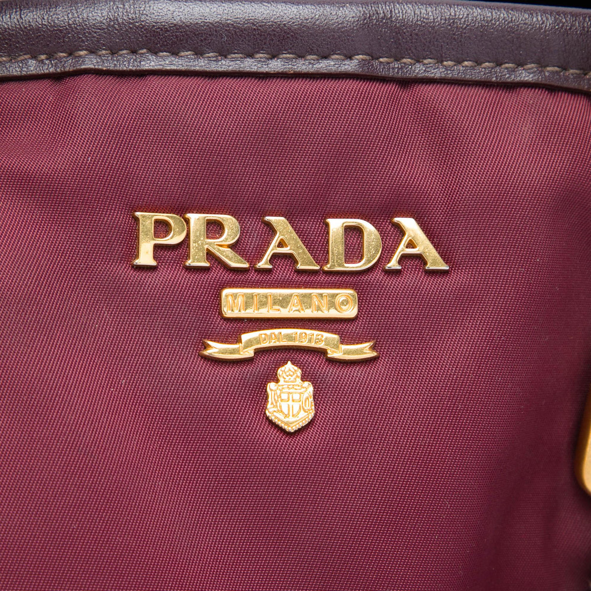 Prada Soft Calf Trimmed Tessuto Satchel