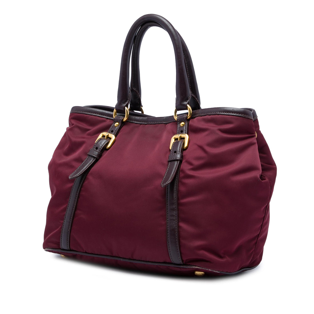 Prada Soft Calf Trimmed Tessuto Satchel