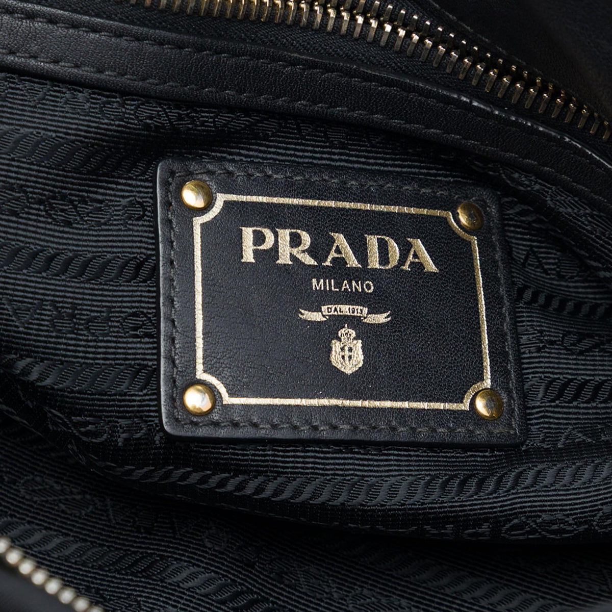Prada Soft Calf Trimmed Tessuto Satchel