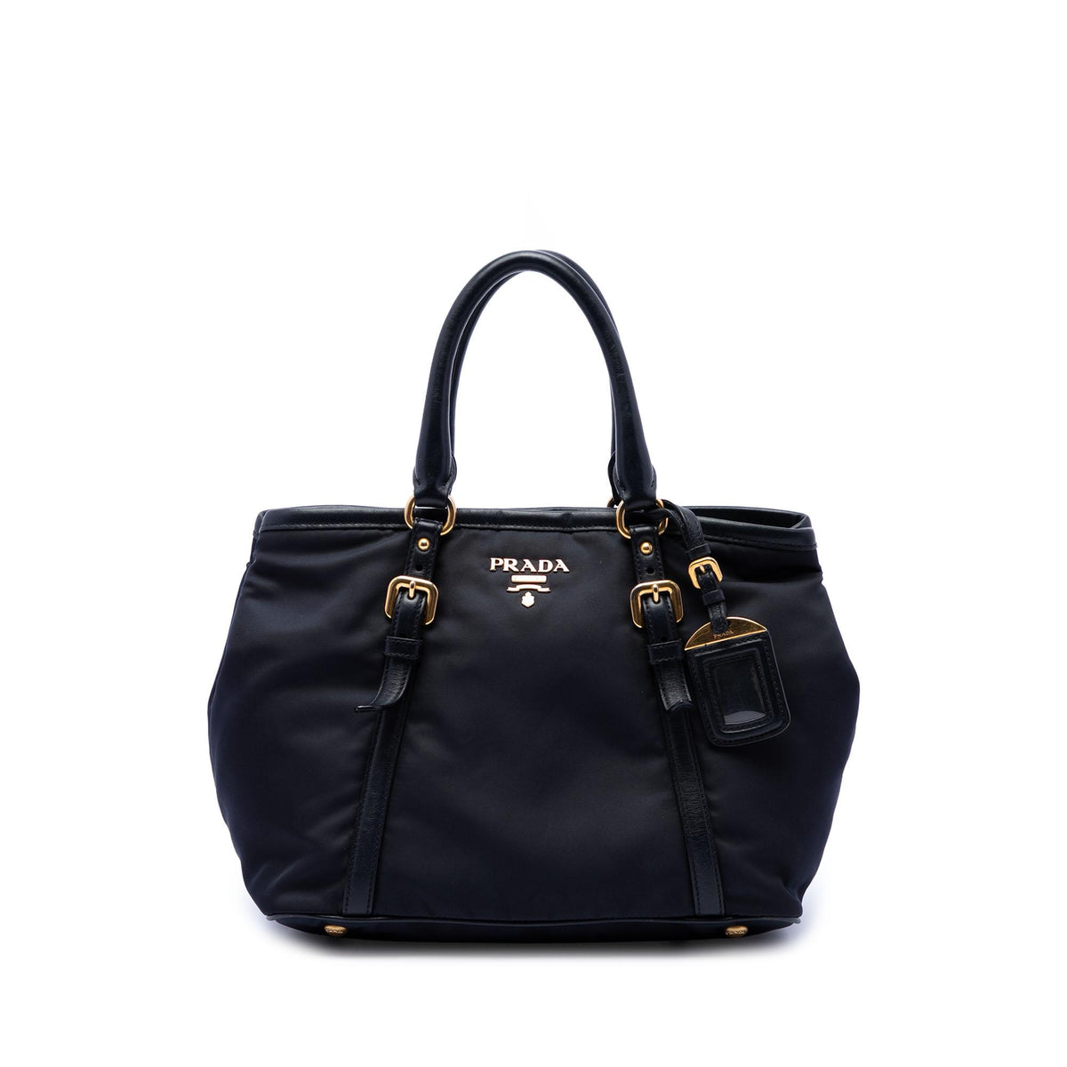 Prada Soft Calf Trimmed Tessuto Satchel
