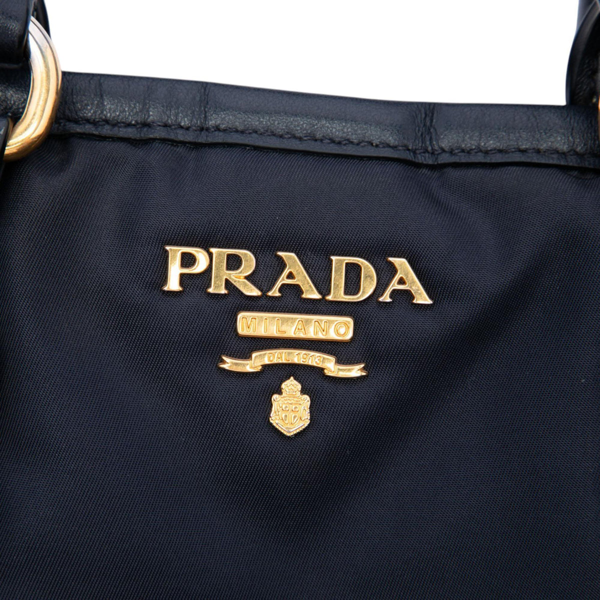 Prada Soft Calf Trimmed Tessuto Satchel