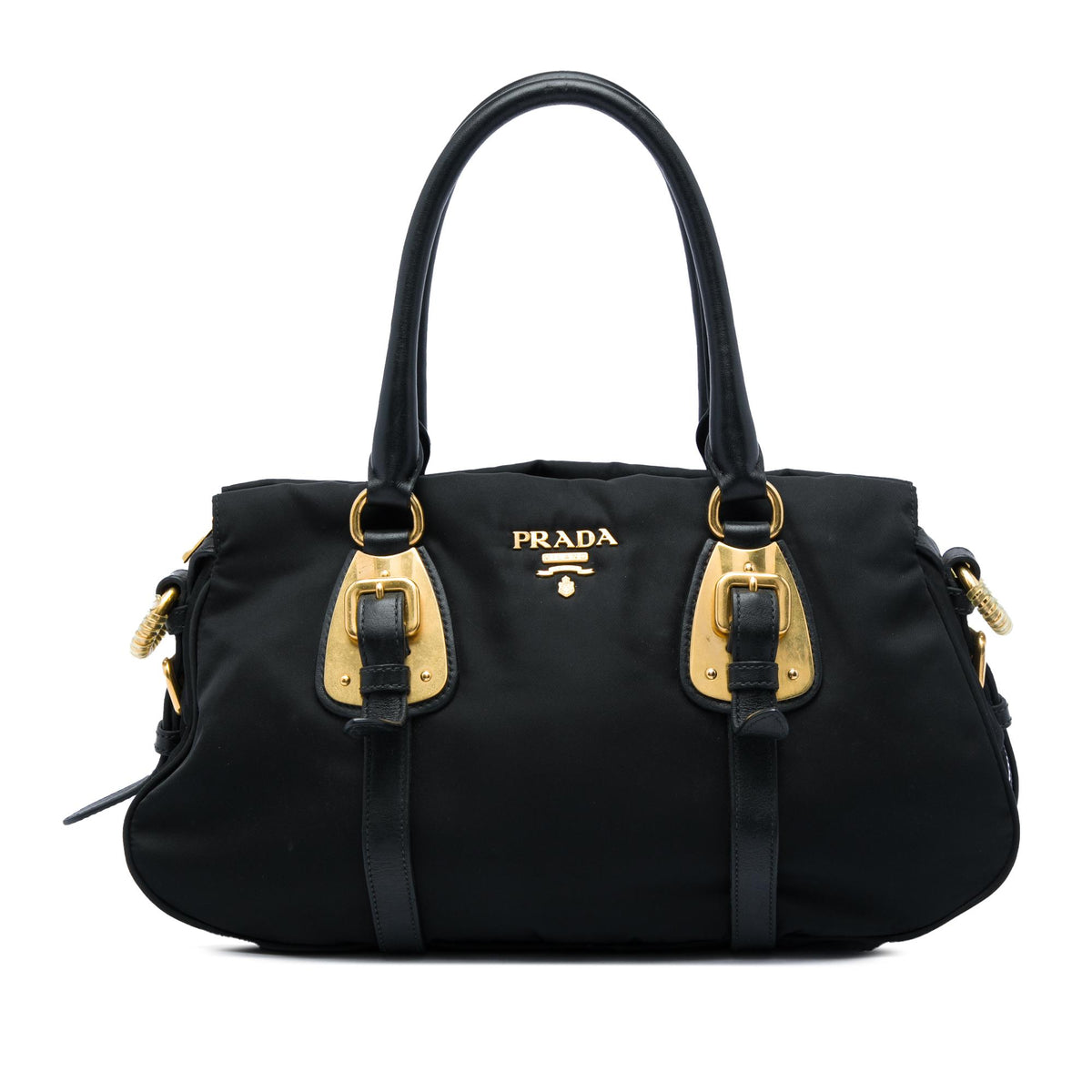 Prada Soft Calf Trimmed Tessuto Satchel