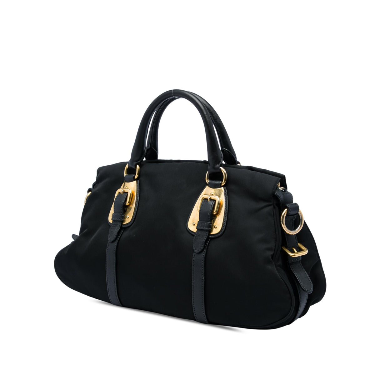 Prada Soft Calf Trimmed Tessuto Satchel
