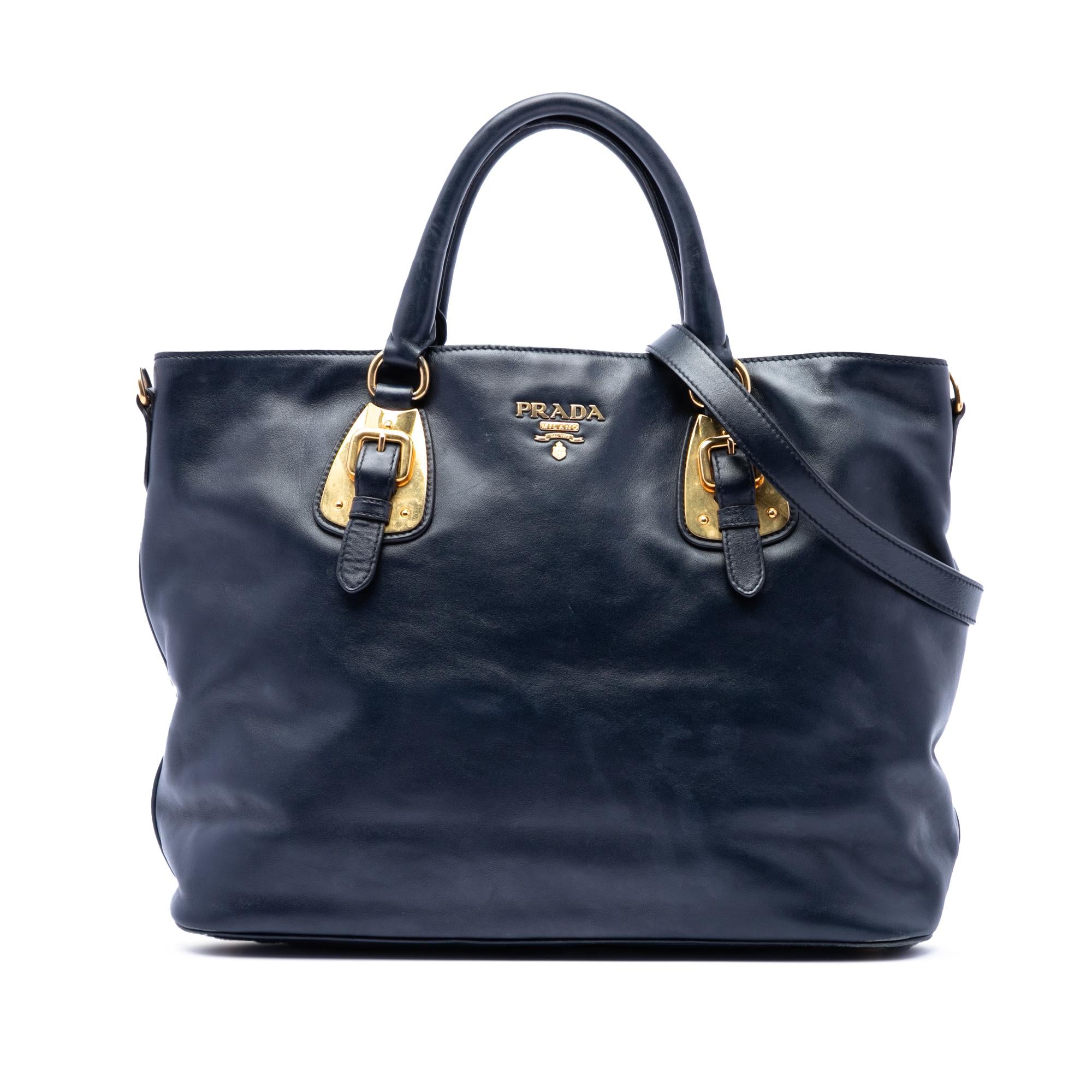 Prada Soft Calfskin Open Convertible Shopping Tote