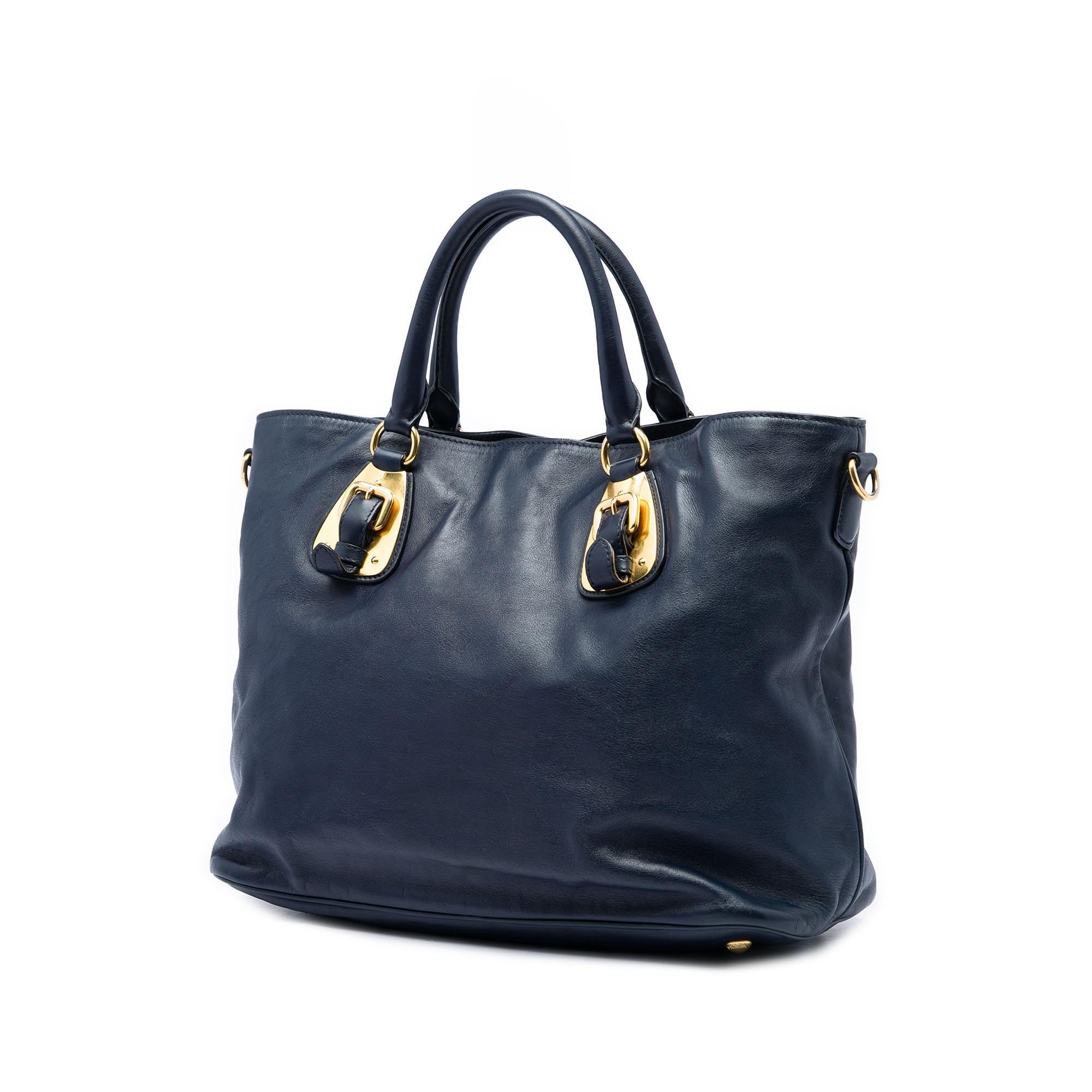 Prada Soft Calfskin Open Convertible Shopping Tote