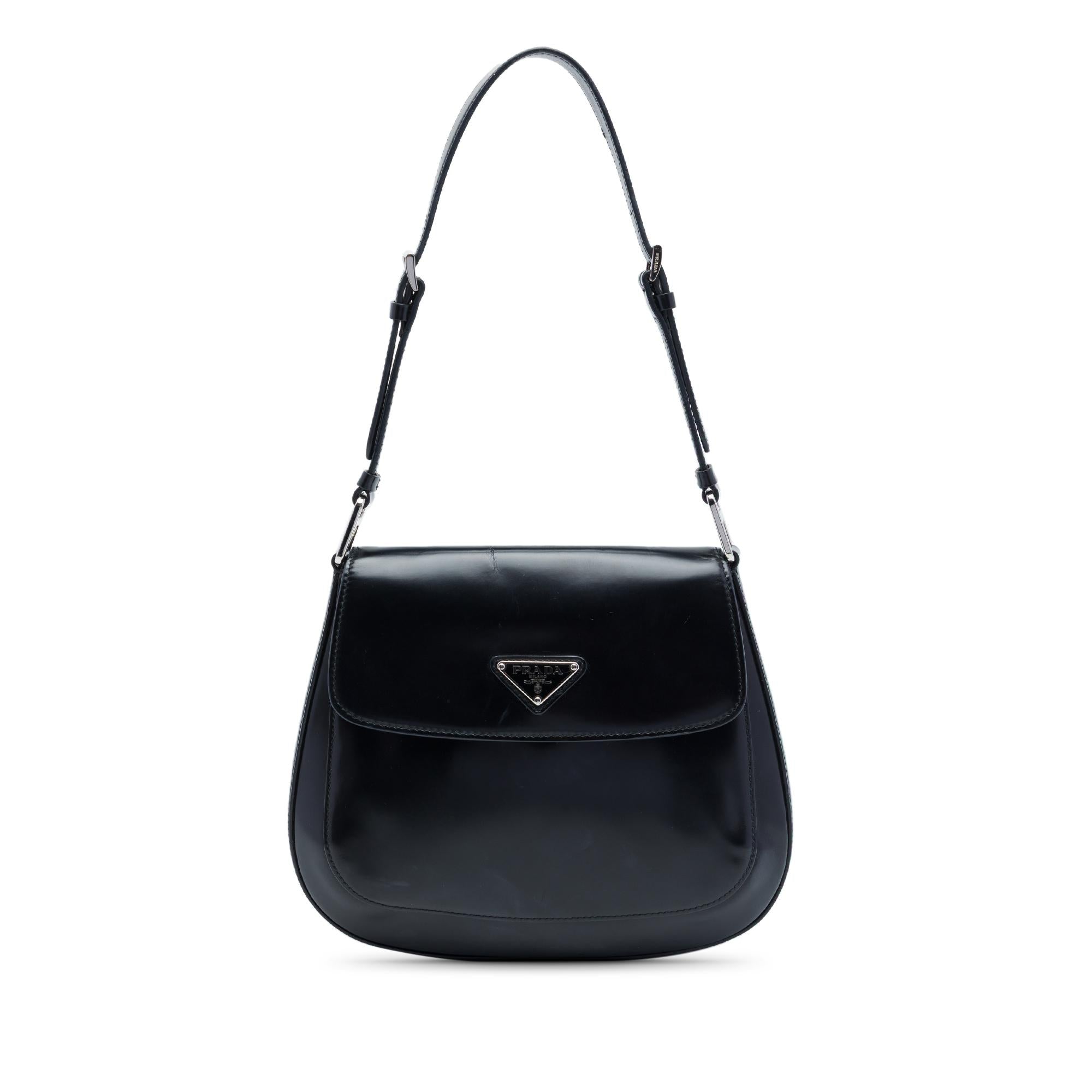 Prada Spazzolato Leather Cleo Flap Shoulder Bag