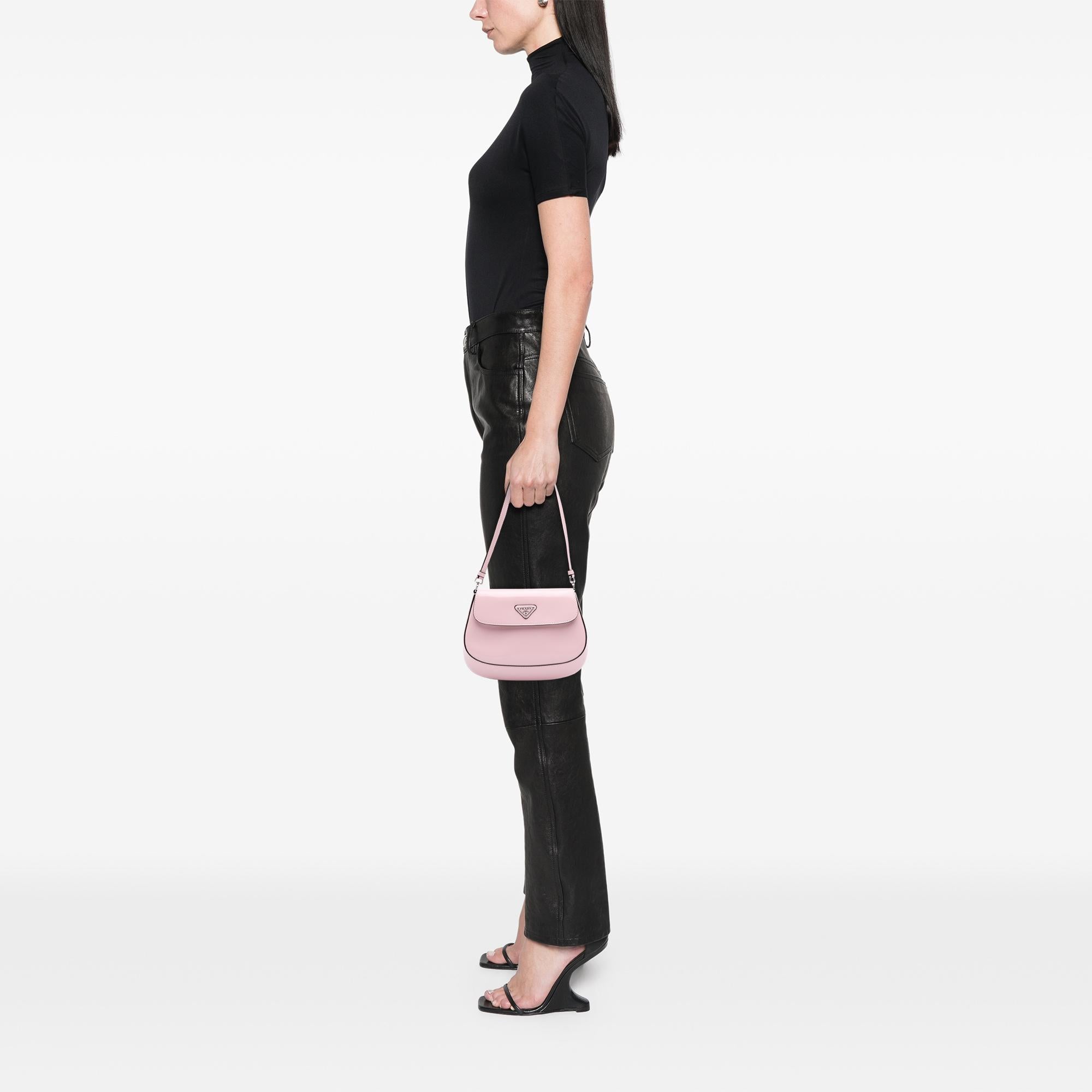 Prada Spazzolato Leather Cleo Flap Shoulder Bag