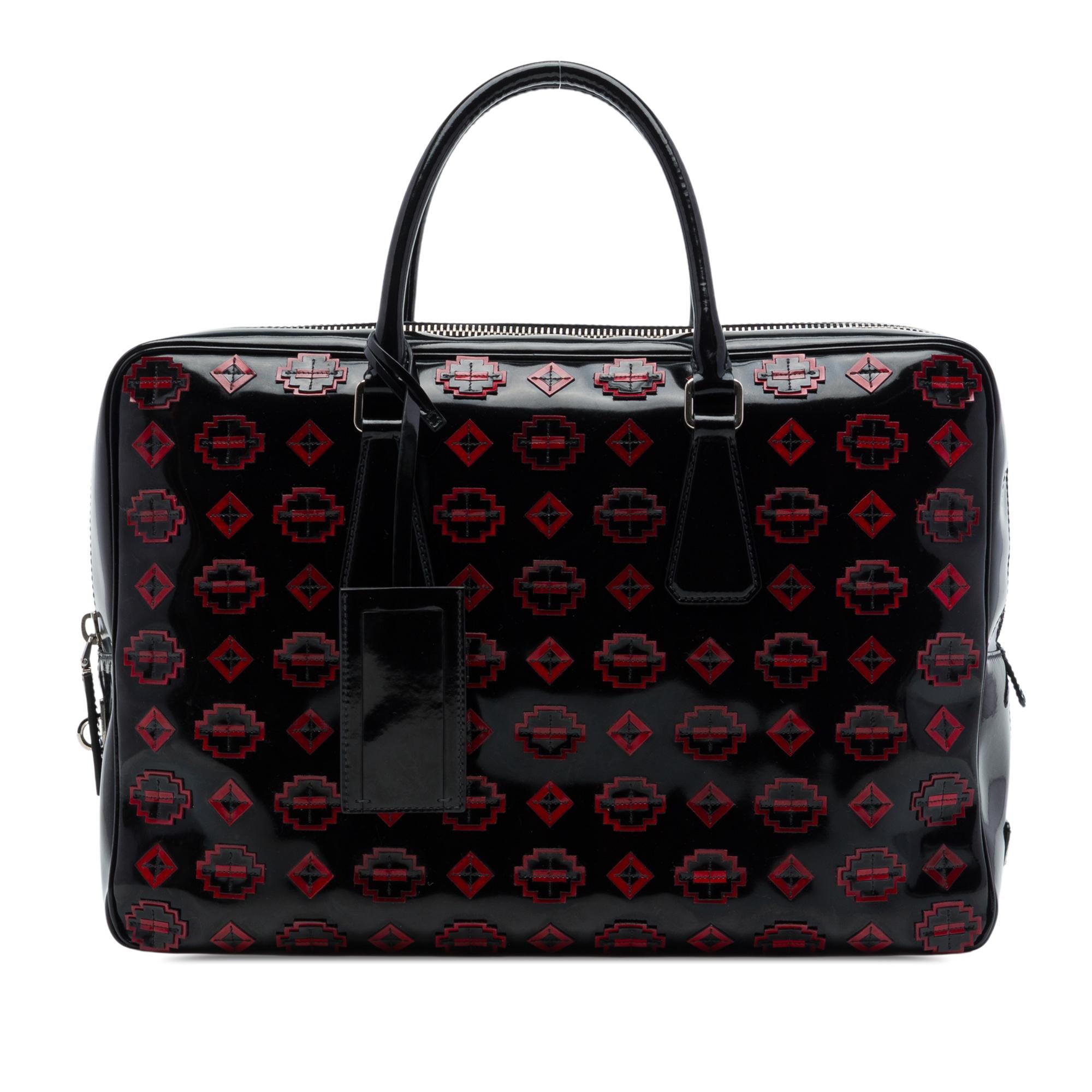 Prada Spazzolato Leather Geometric Applique Briefcase