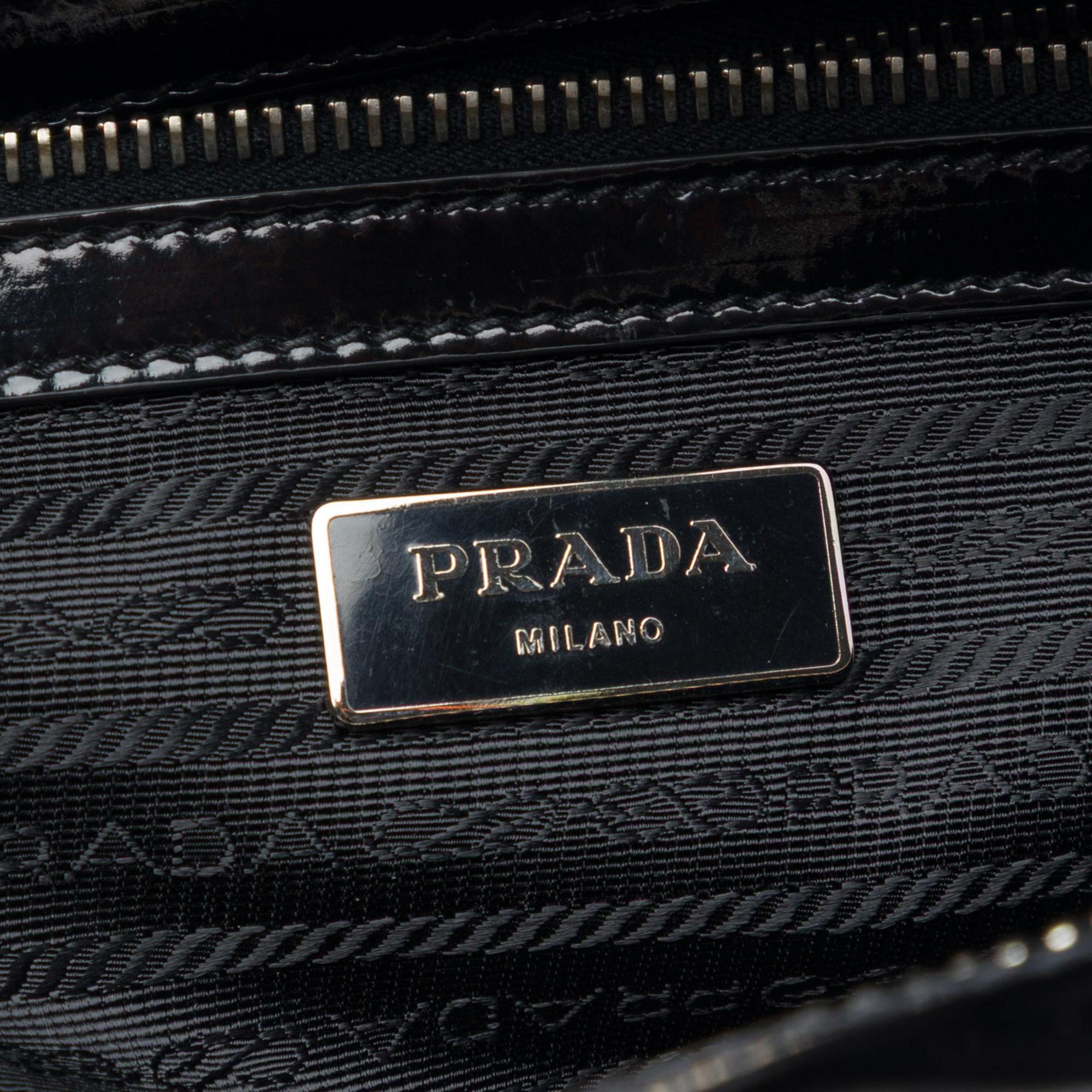 Prada Spazzolato Leather Geometric Applique Briefcase