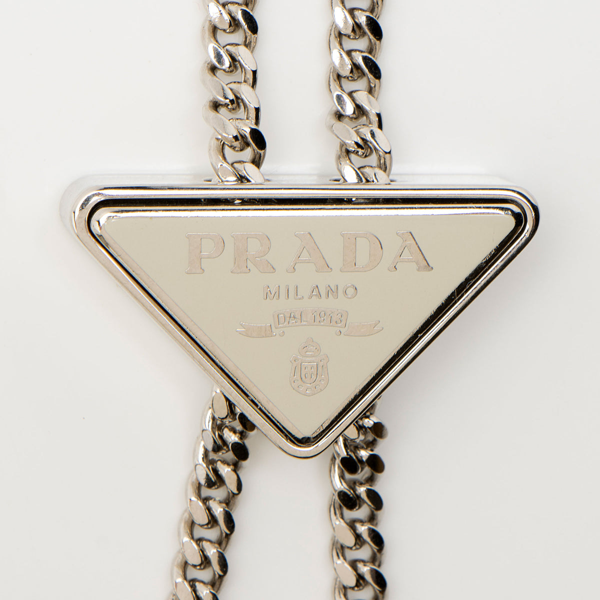 Prada Spazzolato Leather Triangle Chain Shoulder Bag