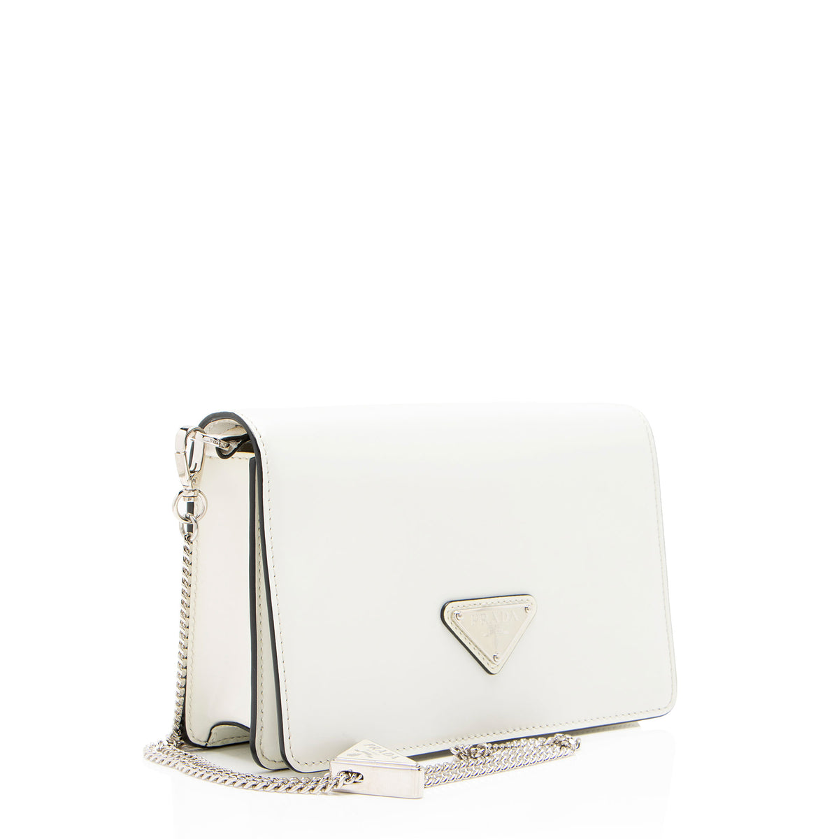 Prada Spazzolato Leather Triangle Chain Shoulder Bag