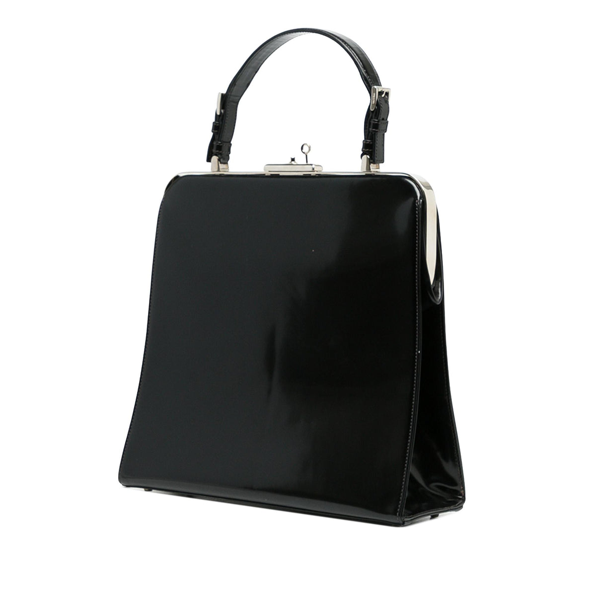 Prada Spazzolato Logo Frame Handbag