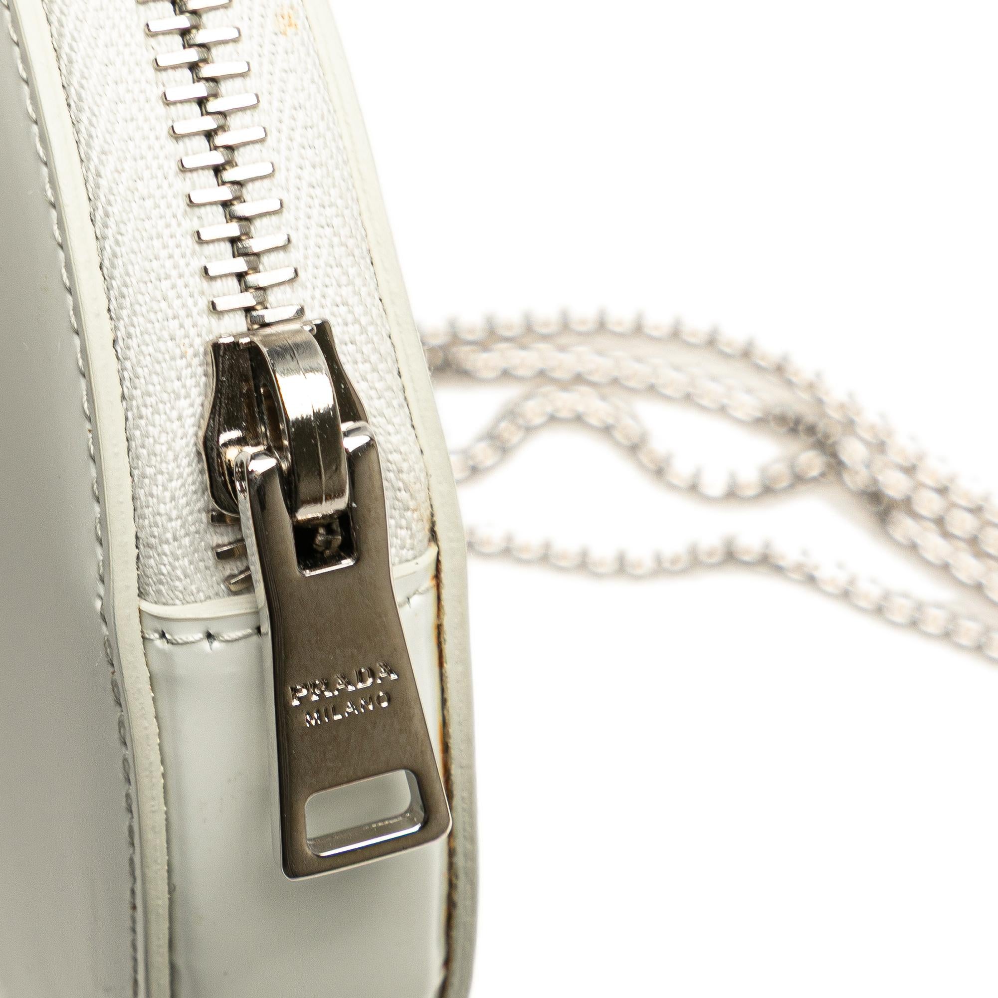 Prada Spazzolato Round Chain Coin Crossbody