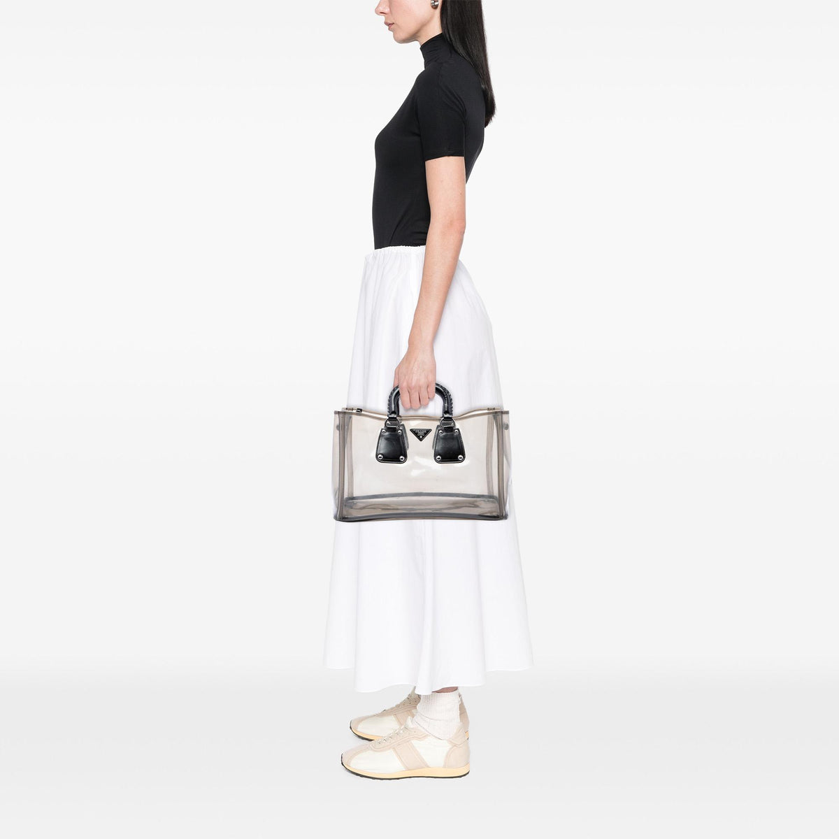 Prada Spazzolato Trimmed PVC Tote