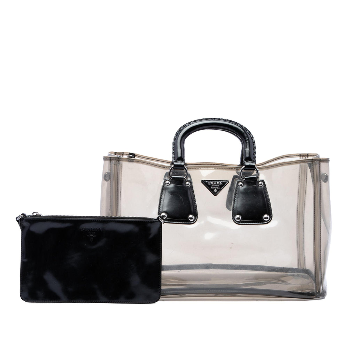 Prada Spazzolato Trimmed PVC Tote