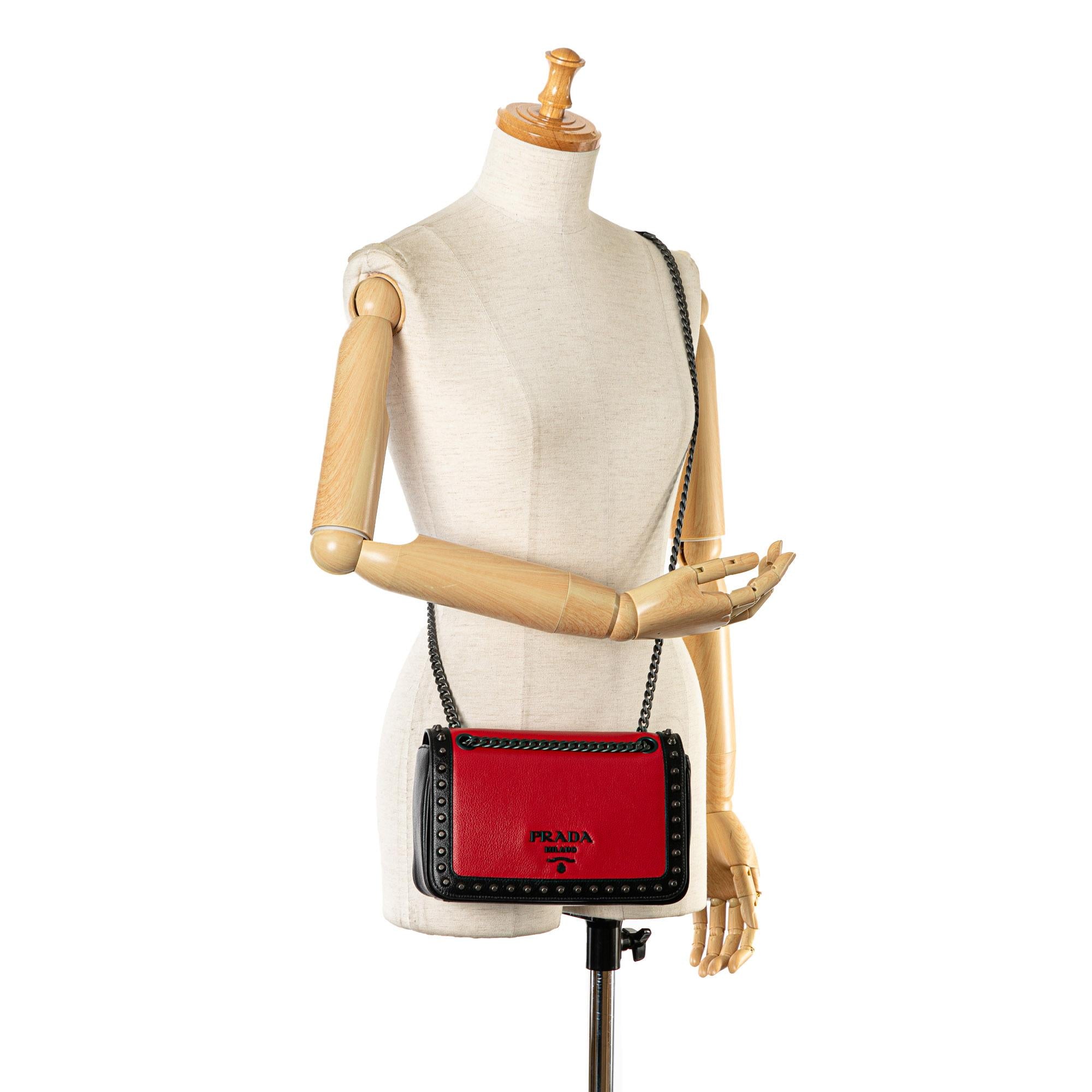 Prada Studded Glace Calf Crossbody (SHG-yFMc7A)