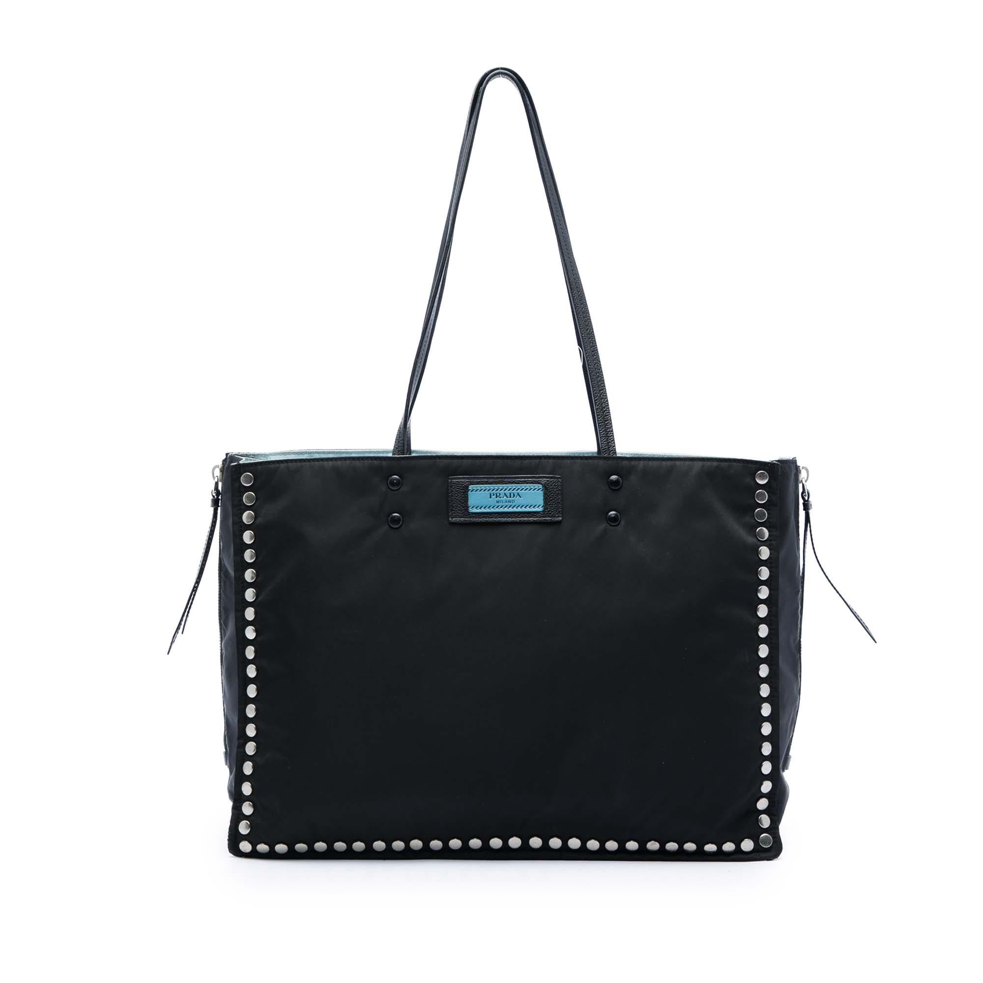 Prada Studded Tessuto Etiquette Tote