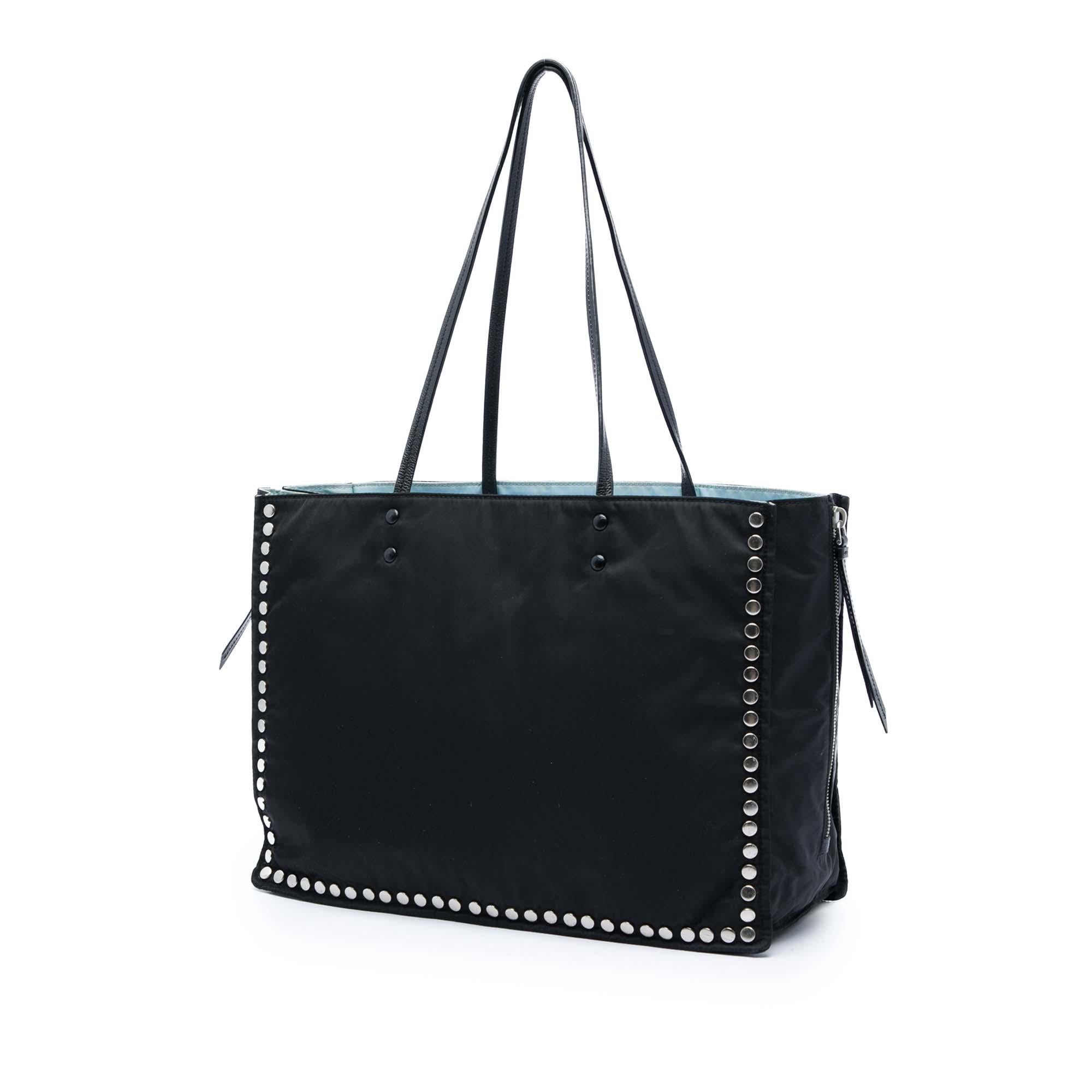 Prada Studded Tessuto Etiquette Tote