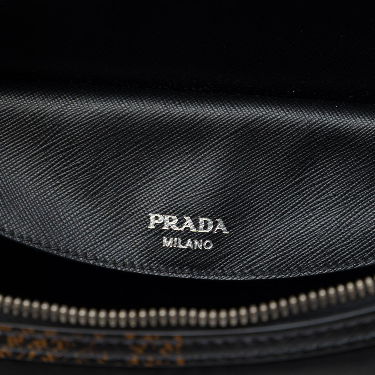 Prada Tartan Saffiano Trimmed Tessuto Satchel