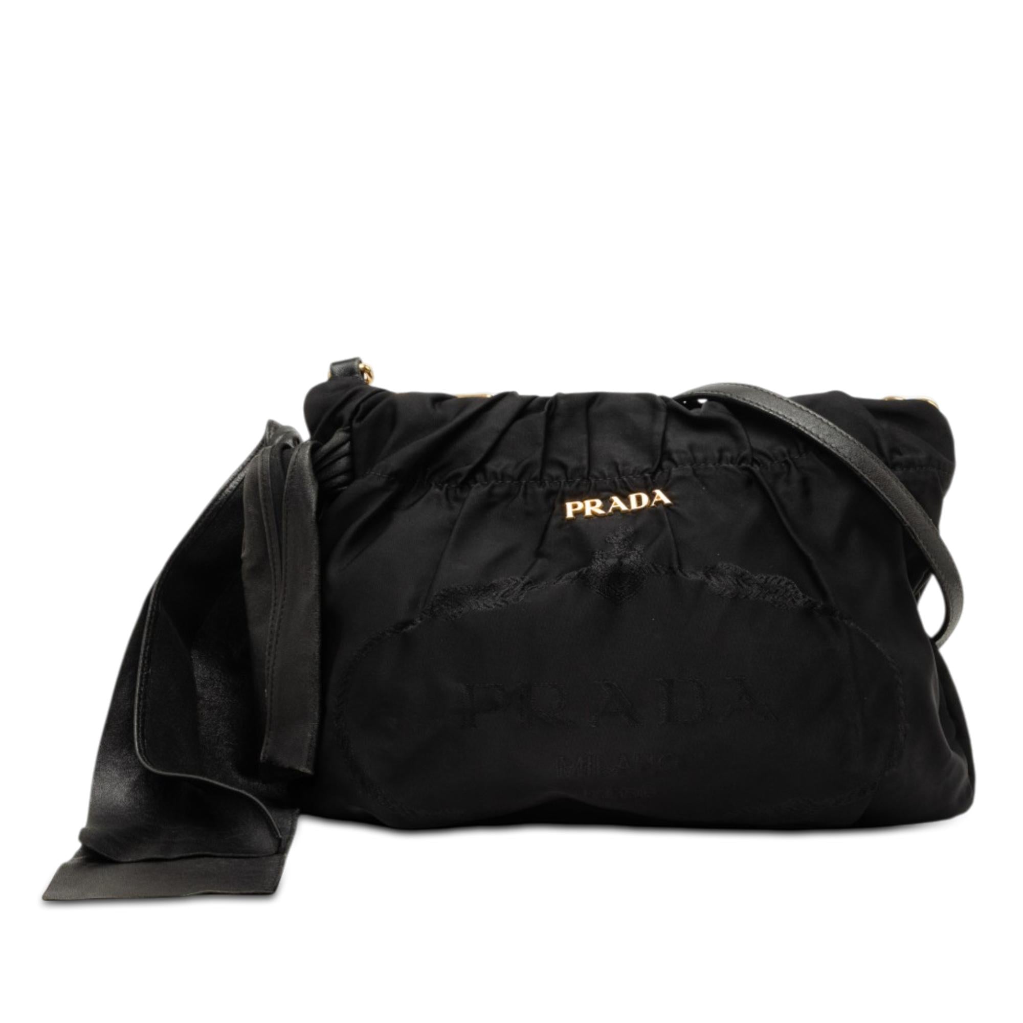 Prada Tessuto Canapa Logo Bow Crossbody