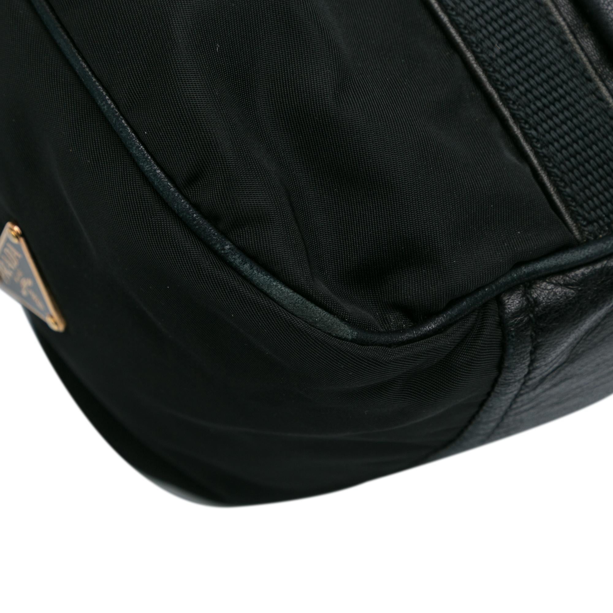 Prada Tessuto City Calf Trimmed Buckle Hobo (SHG-xswi3t)