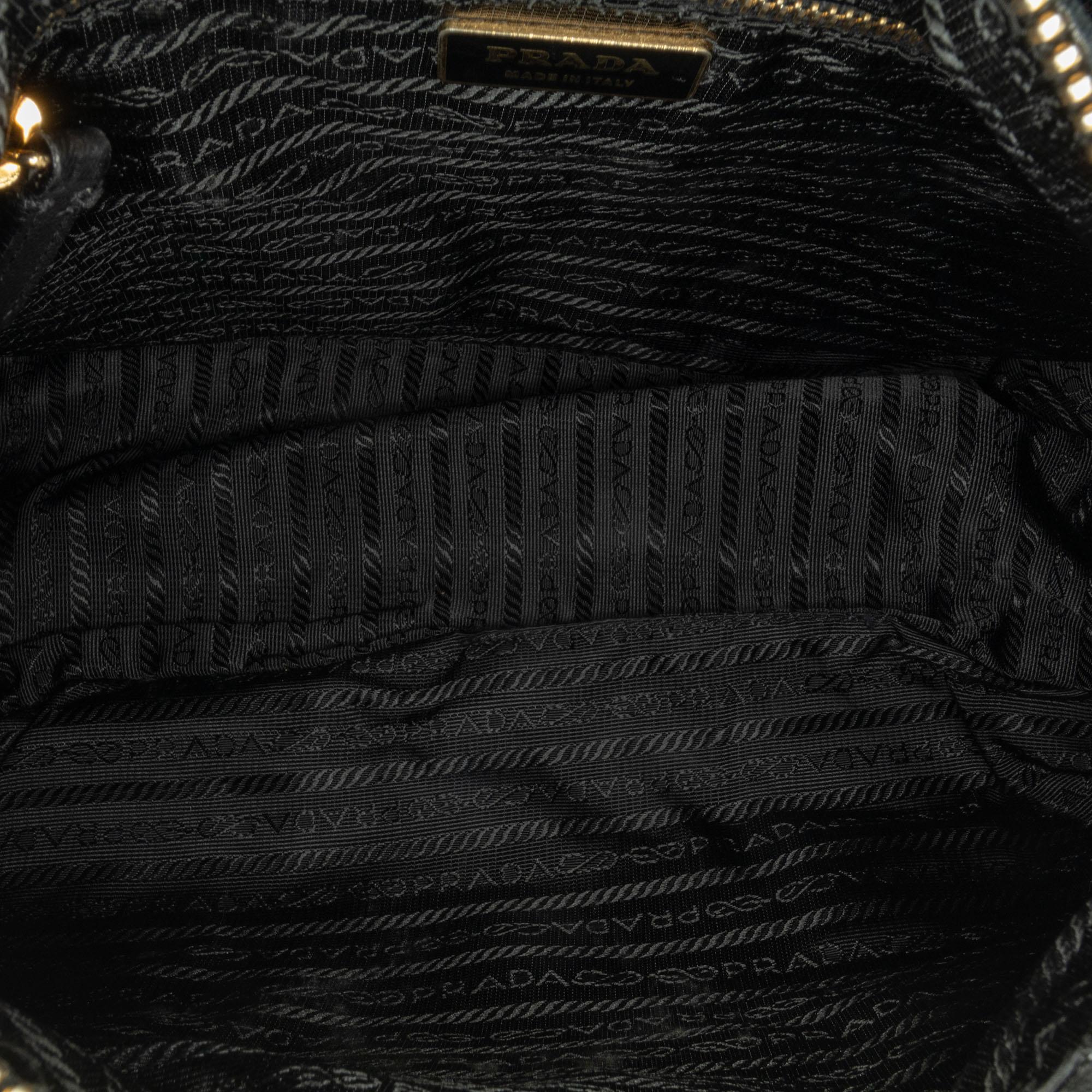 Prada Tessuto City Calf Trimmed Buckle Hobo (SHG-xswi3t)