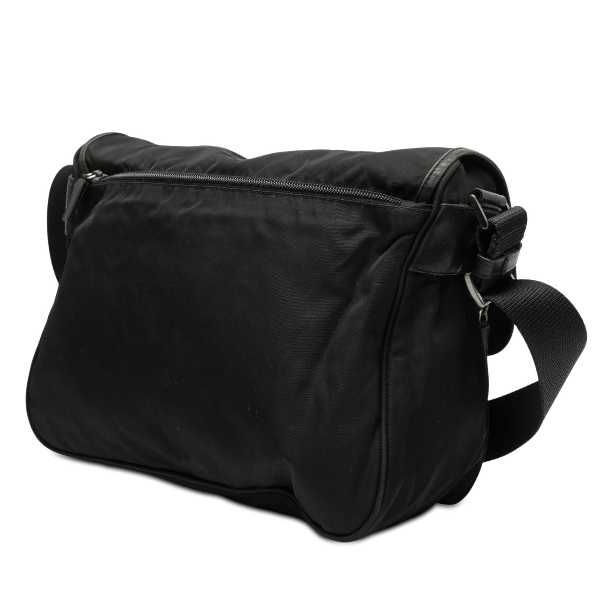 Prada Tessuto Double Buckle Messenger Bag