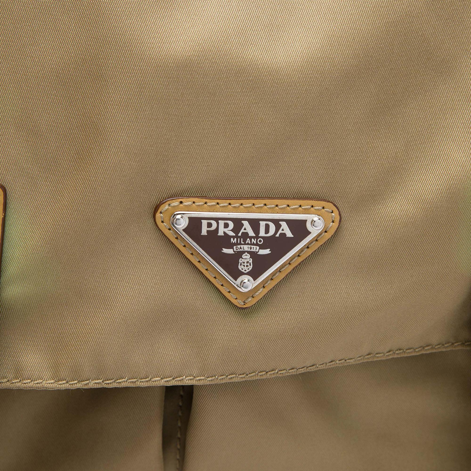Prada Tessuto Double Buckle Messenger Bag