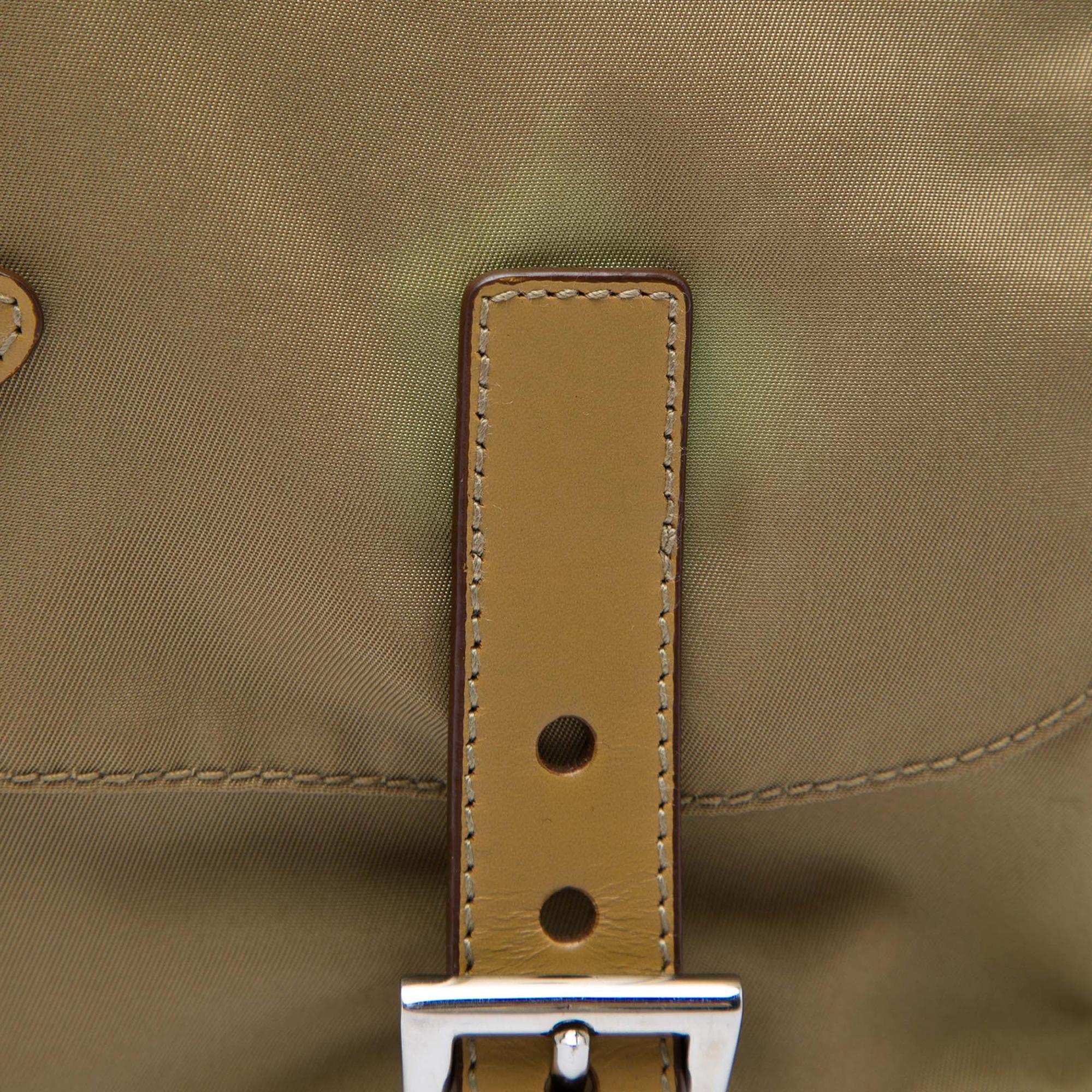 Prada Tessuto Double Buckle Messenger Bag
