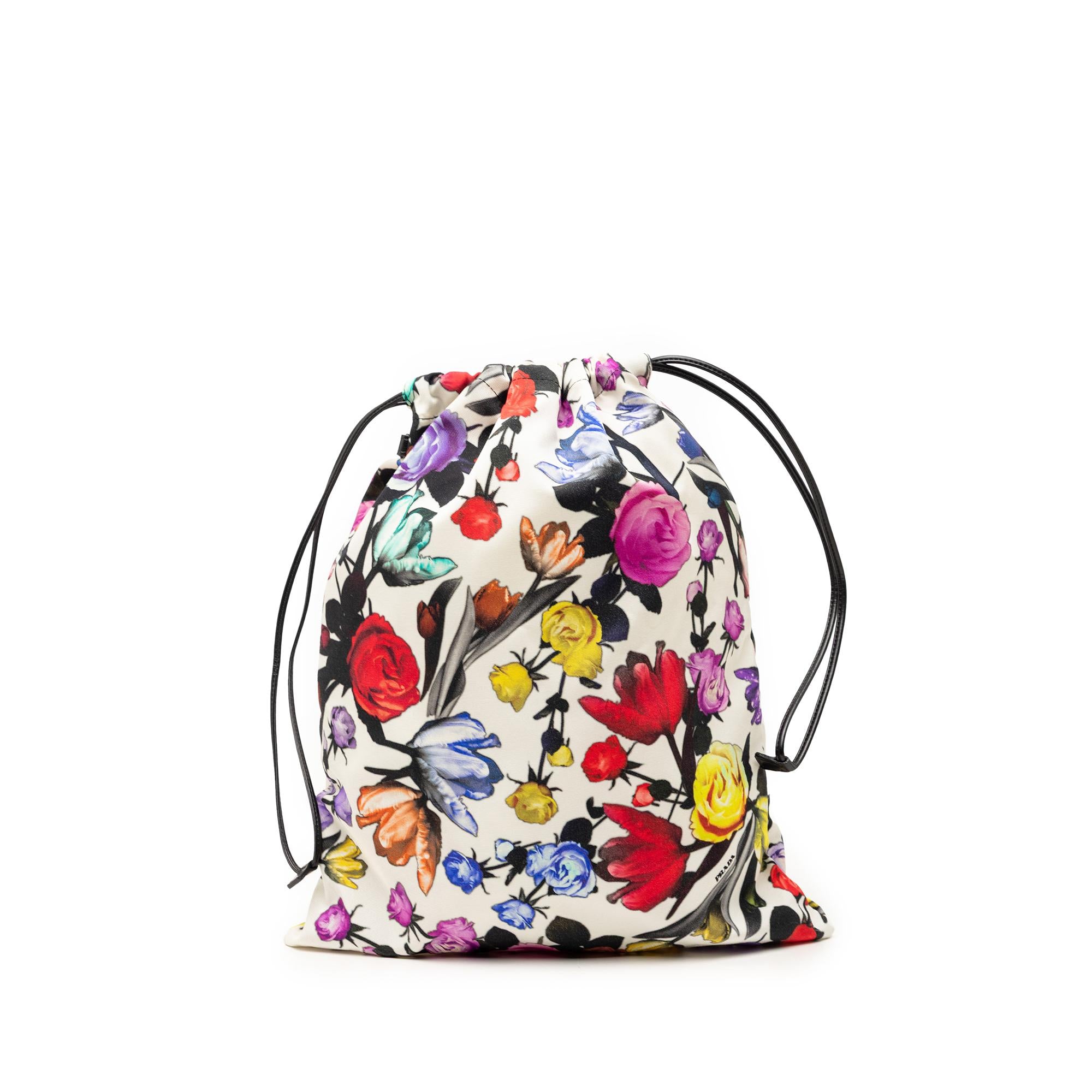 Prada Tessuto Floral Drawstring Pouch