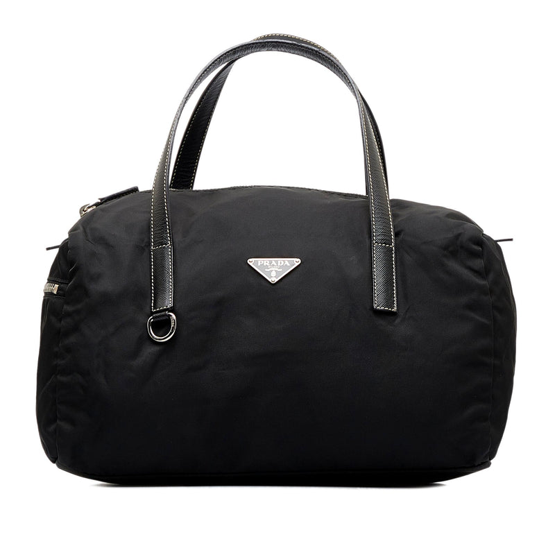 Prada Black Nylon Tessuto Small Boston Bag