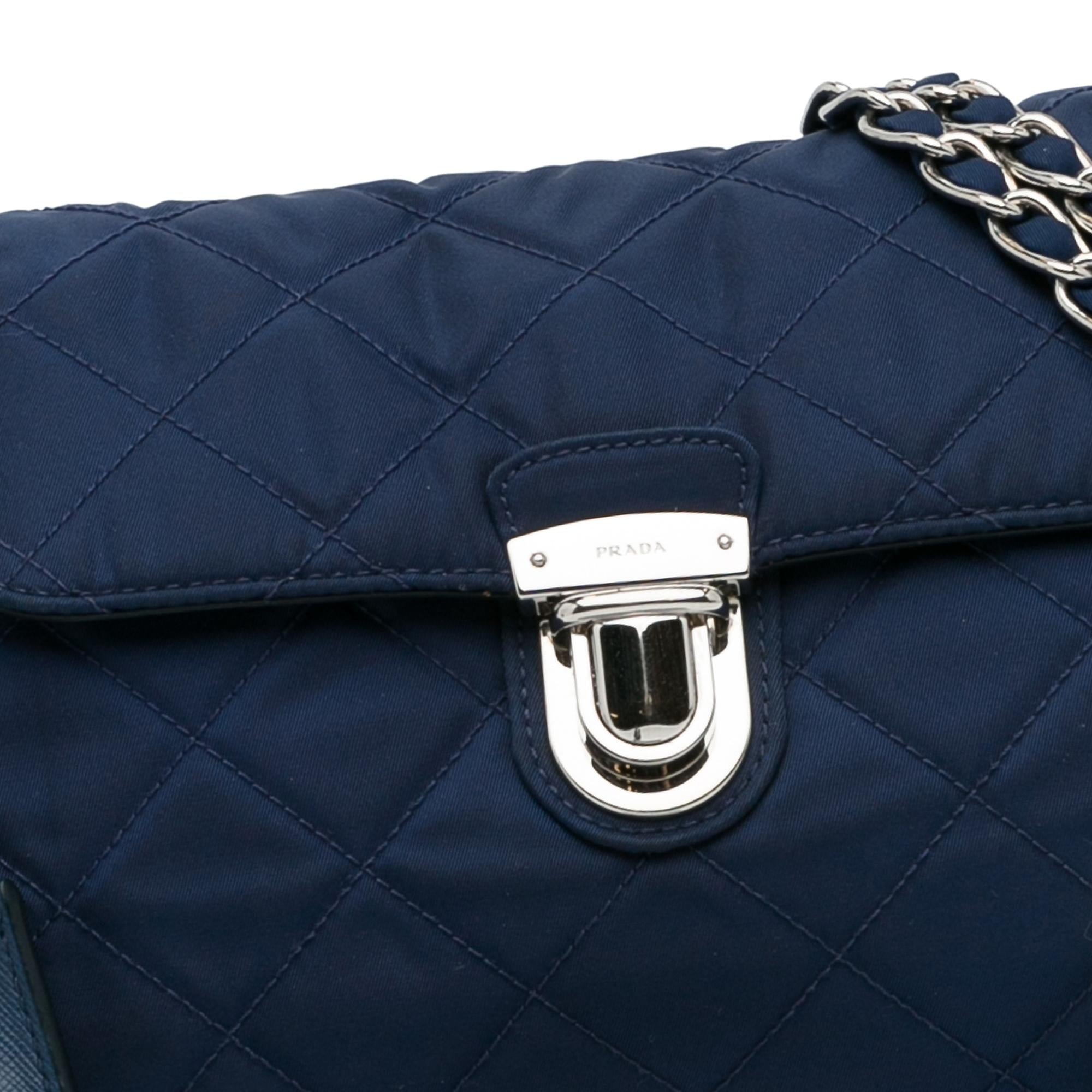 Prada Tessuto Impuntu Chain Flap Shoulder Bag (SHG-9JSQjl)