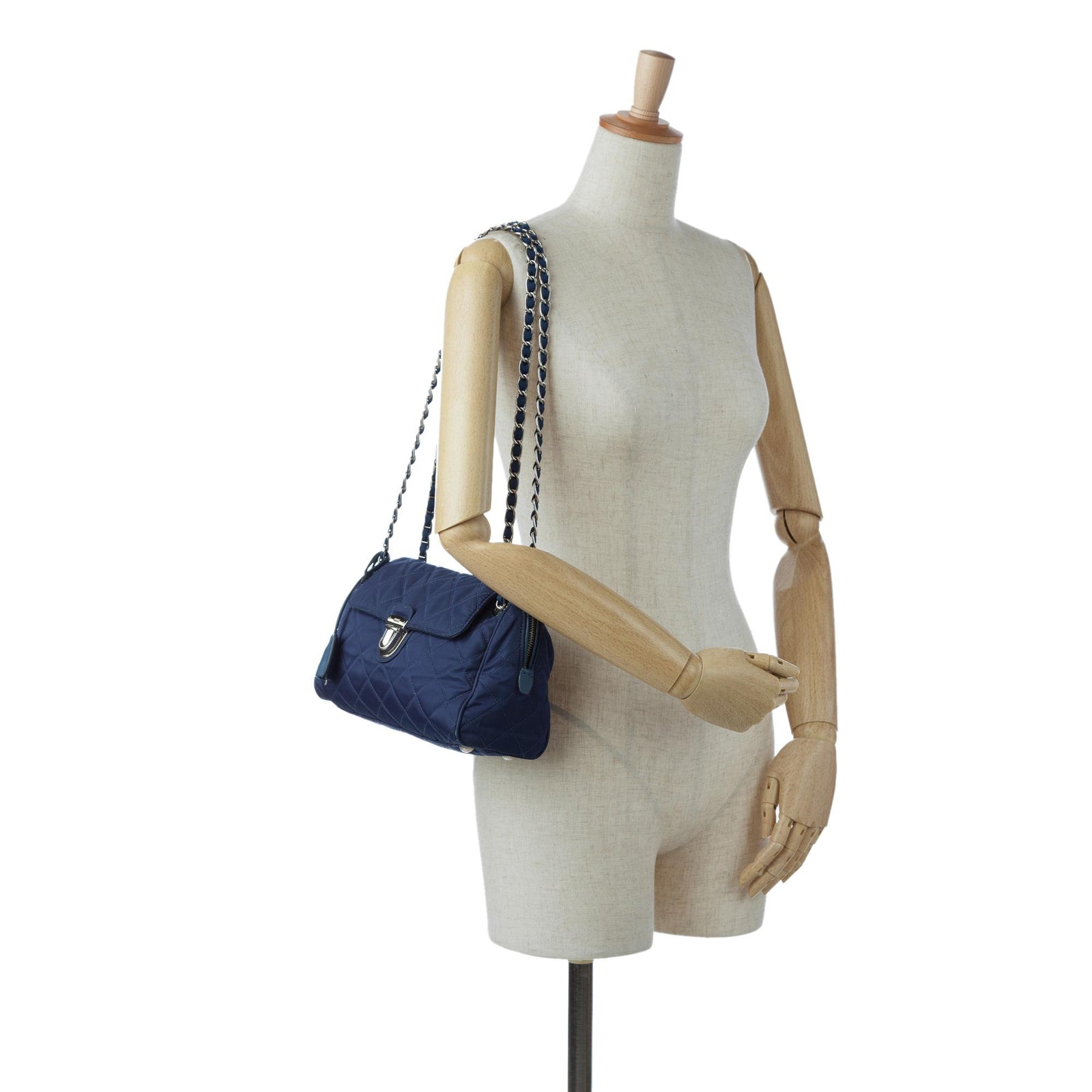 Prada Tessuto Impuntu Chain Flap Shoulder Bag SHG 9JSQjl LuxeDH