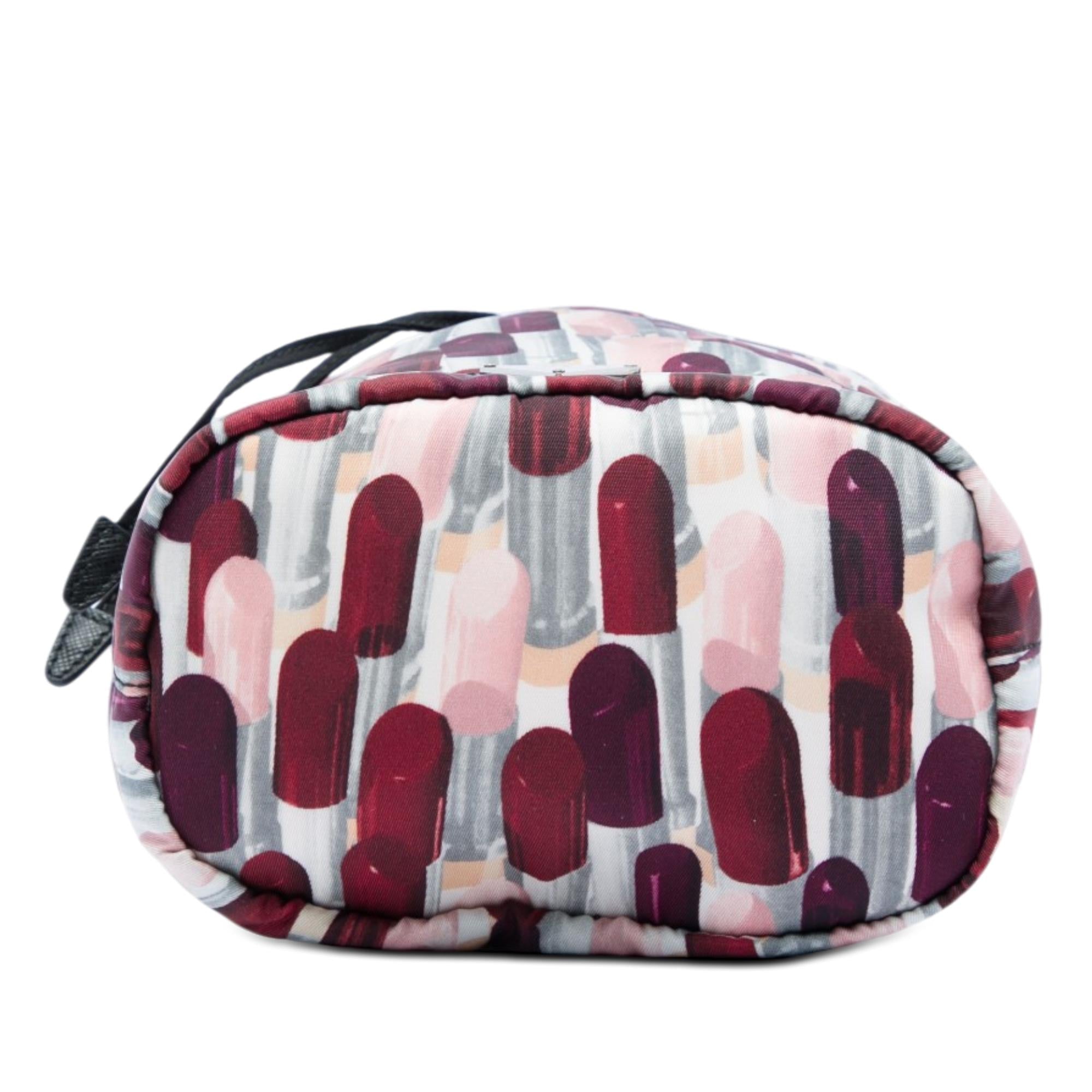 Prada Tessuto Lipstick Print Drawstring Pouch