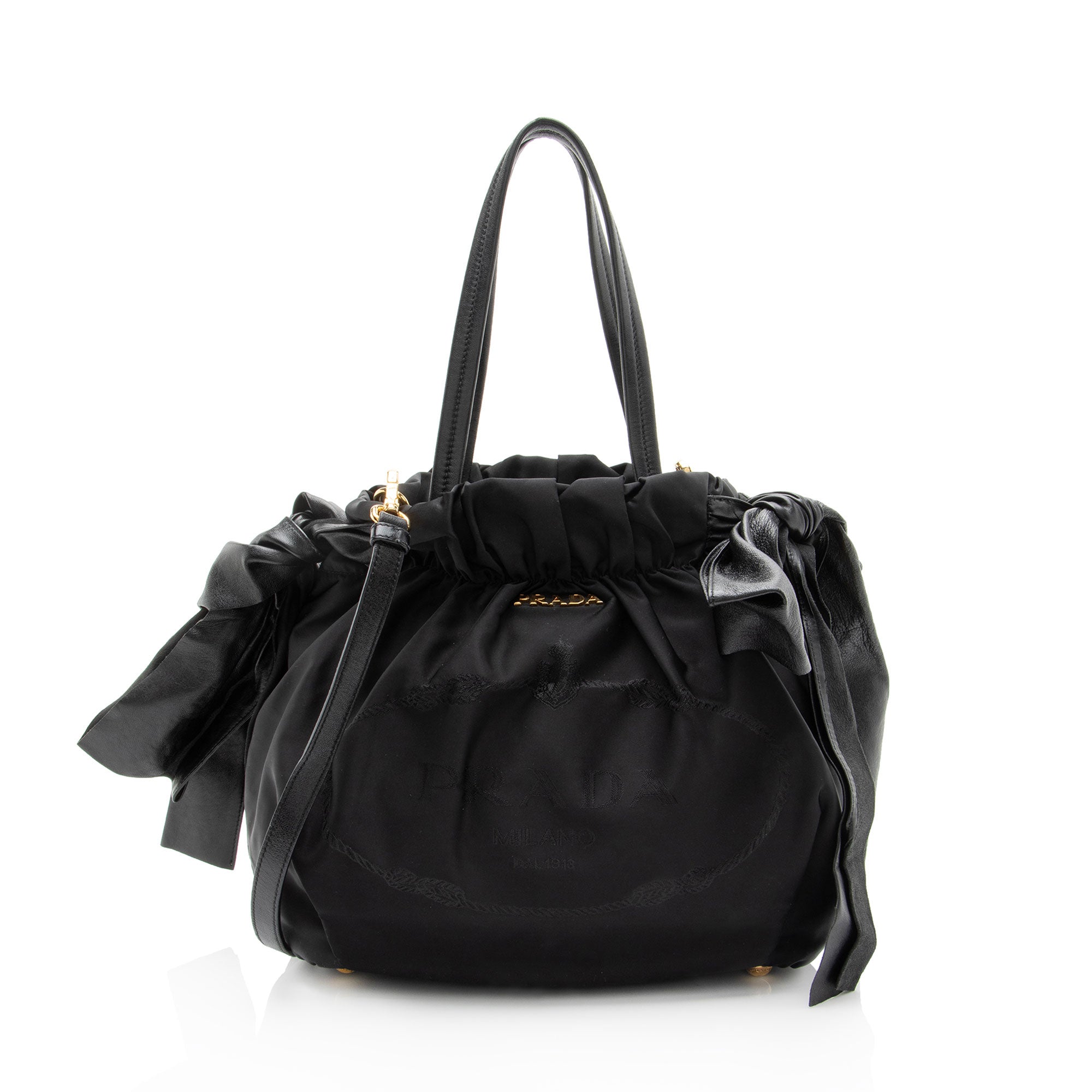 Prada Tessuto Logo Bow Tote