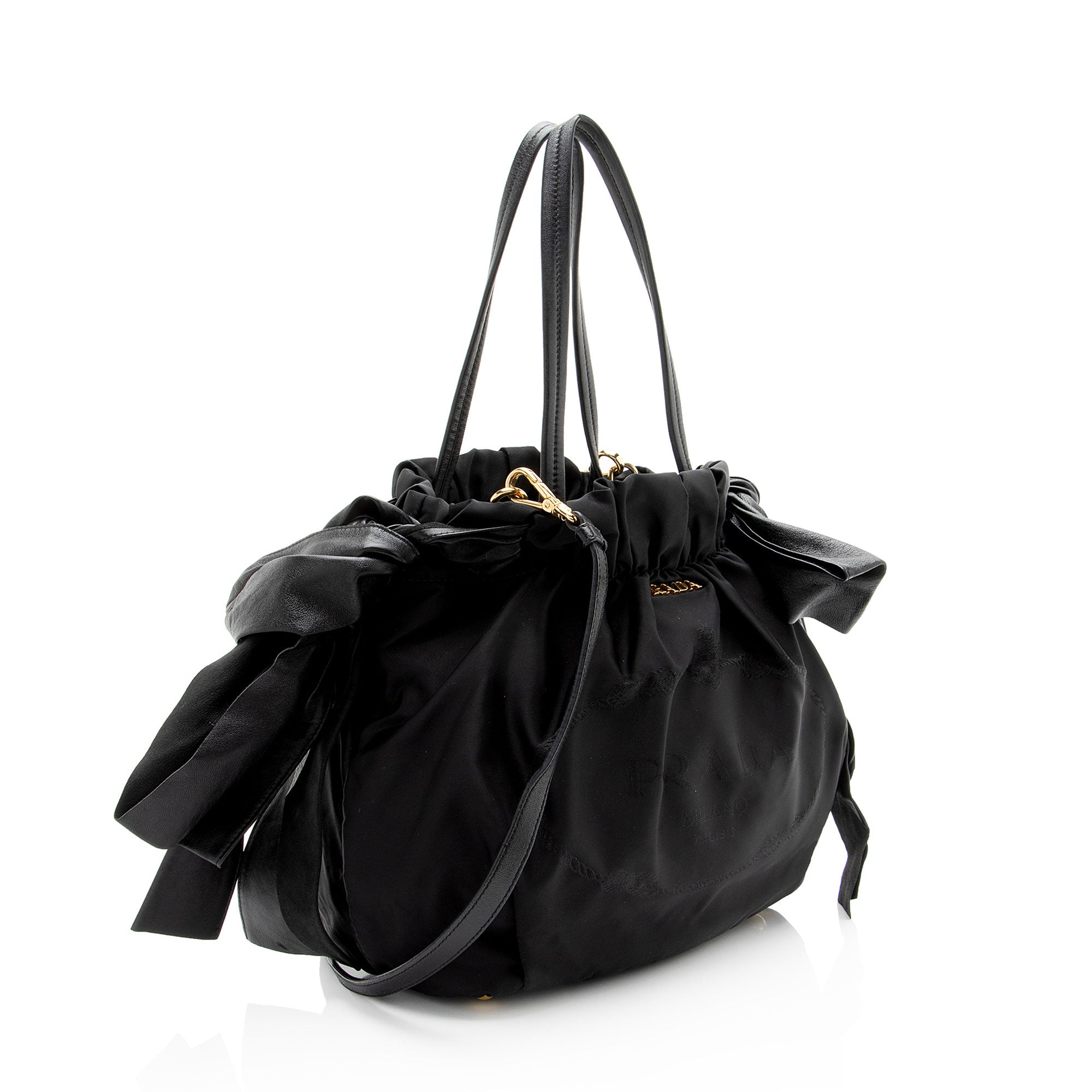 Prada Tessuto Logo Bow Tote