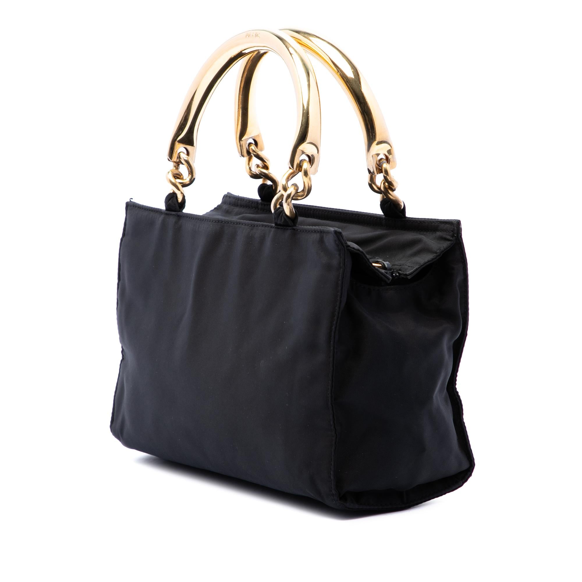 Prada Tessuto Metal Handle Bag