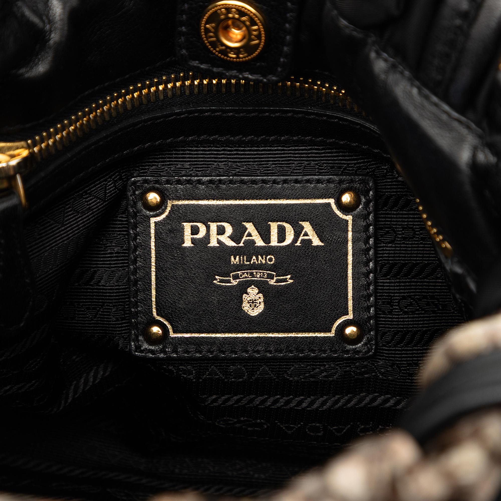 Prada Tessuto Python Print Bow Satchel
