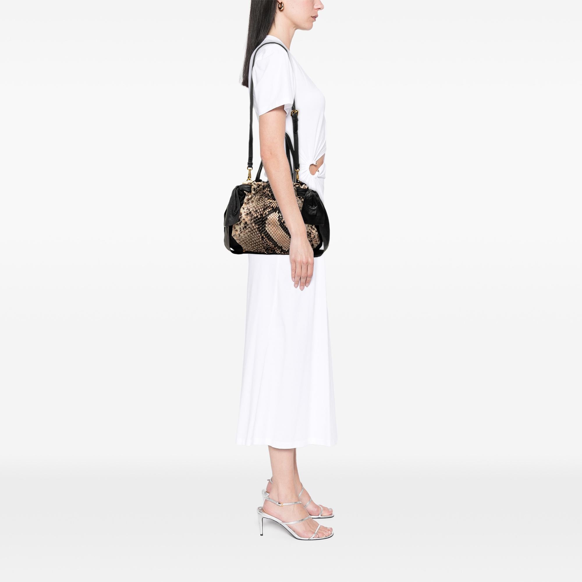 Prada Tessuto Python Print Bow Satchel