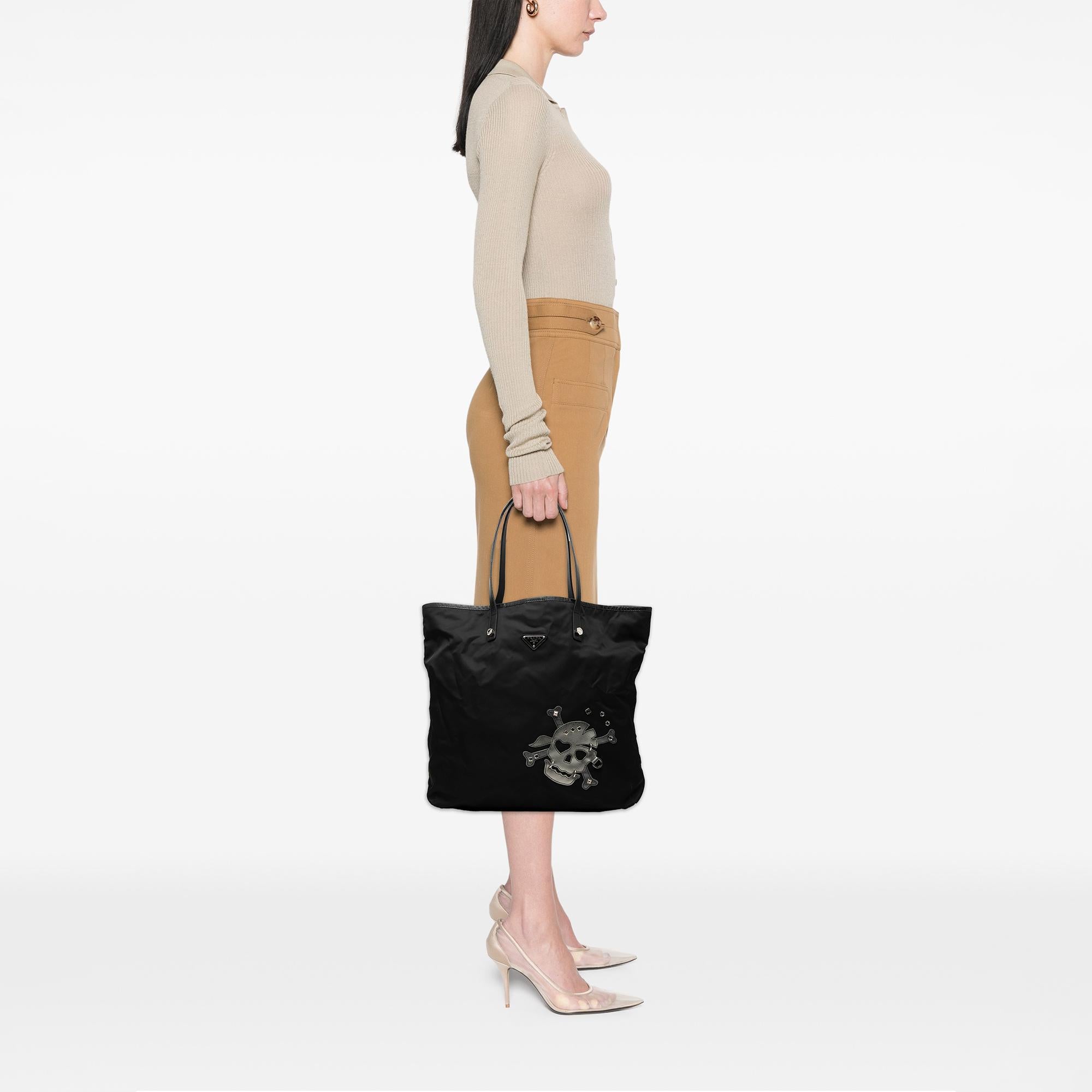 Prada Tessuto Skull Tote