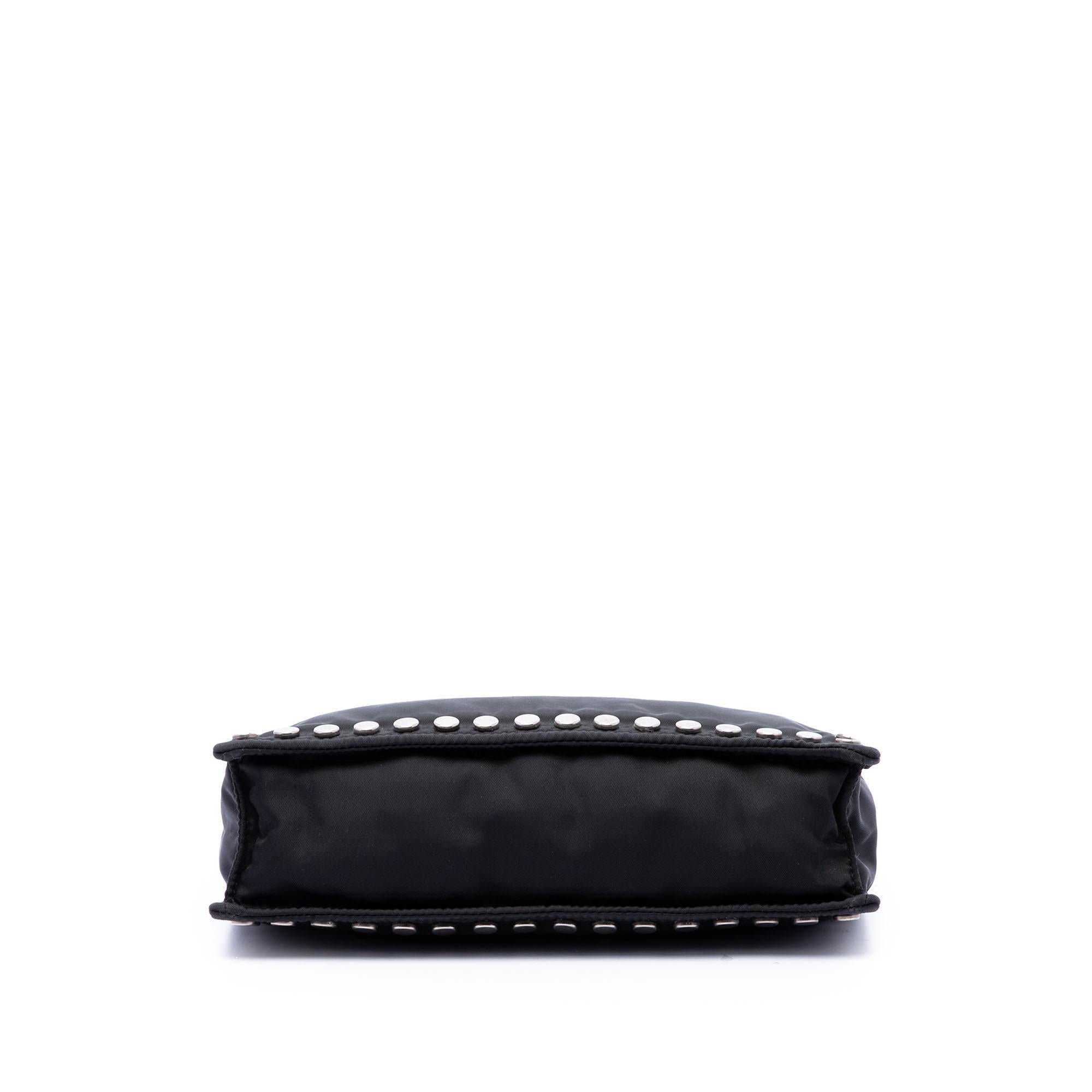 Prada Tessuto Studded Etiquette Shoulder Bag