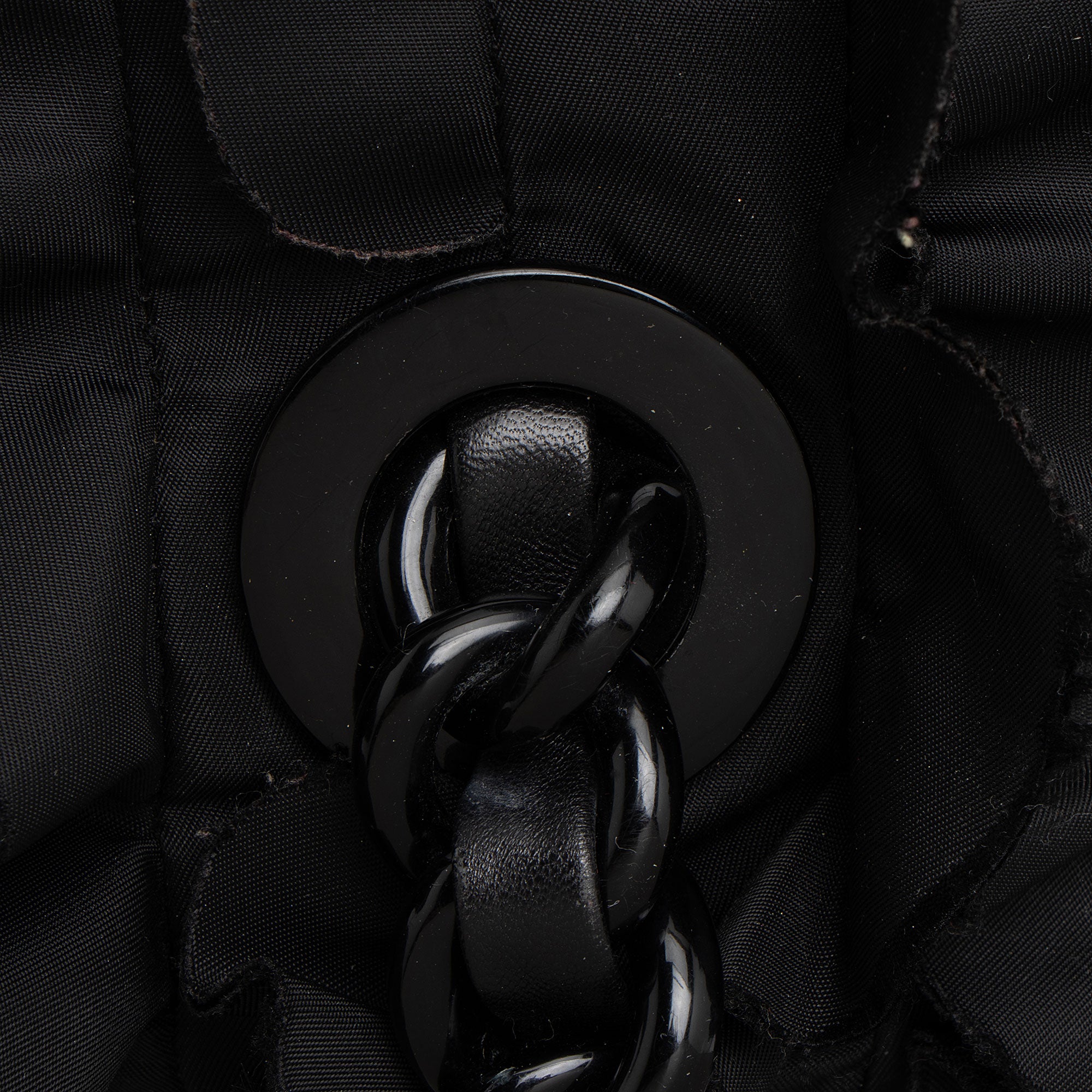 Prada Tessuto Vernice Ruffled Chain Tote