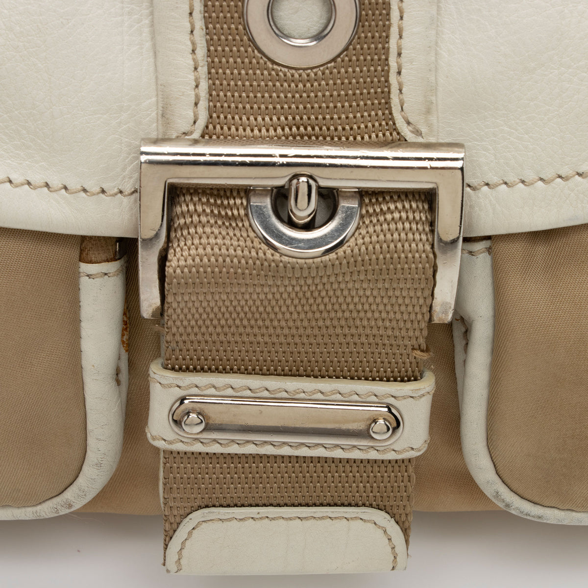 Prada Tessuto Vitello Buckle Flap Bag (SHF-8sD7HX)