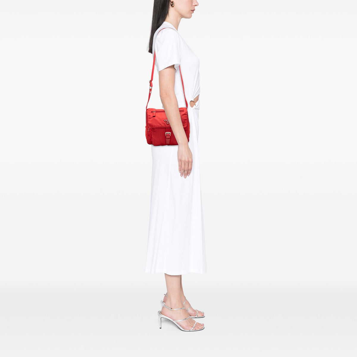 Prada Tessuto Zip Buckle Messenger Bag
