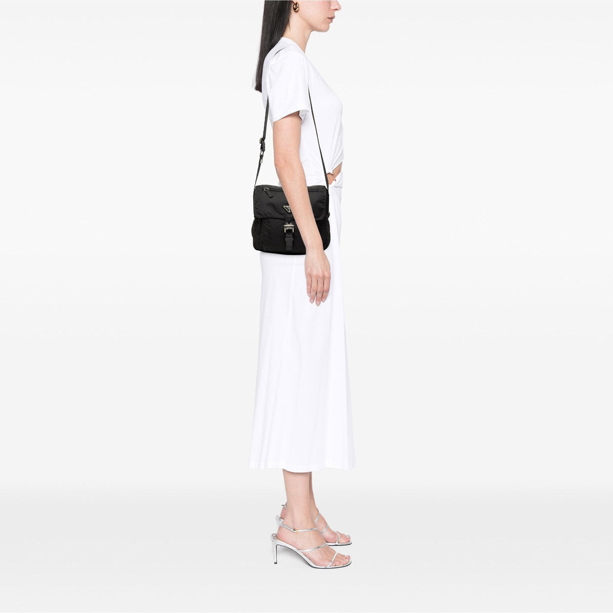 Prada Tessuto Zip Buckle Messenger Bag